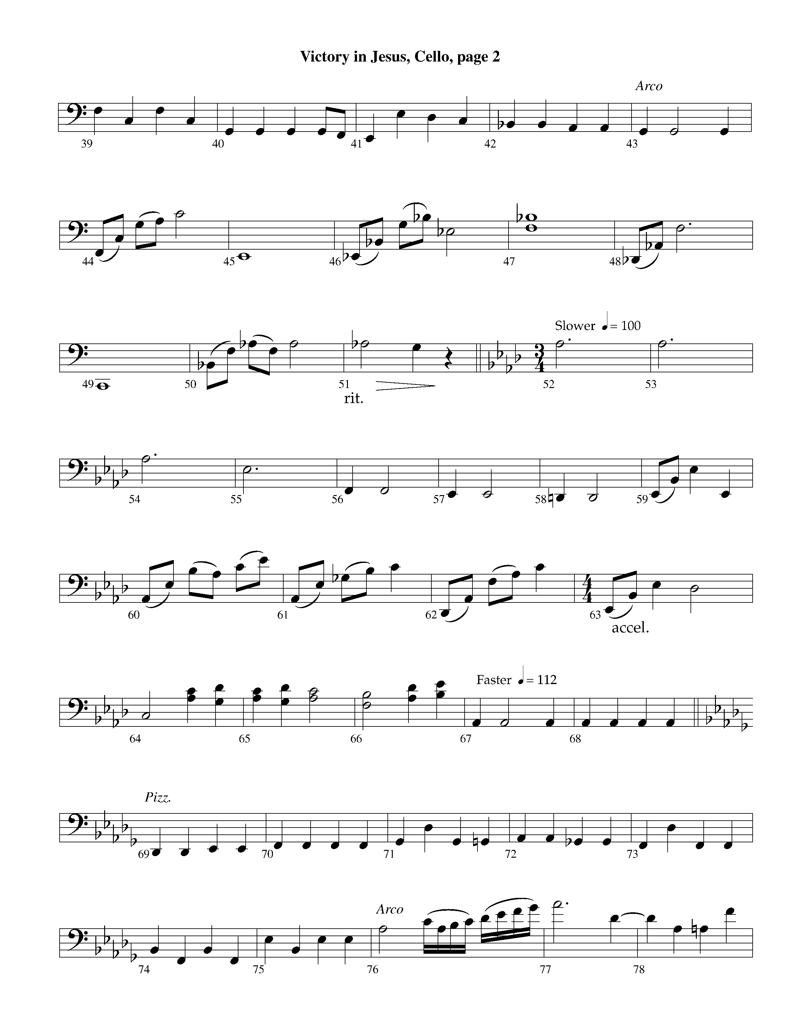 Victory in Jesus&nbsp;(with Solo&nbsp;Piano) (Instrumental) Cello (Lifeway Worship / Arr. Richard Kingsmore)