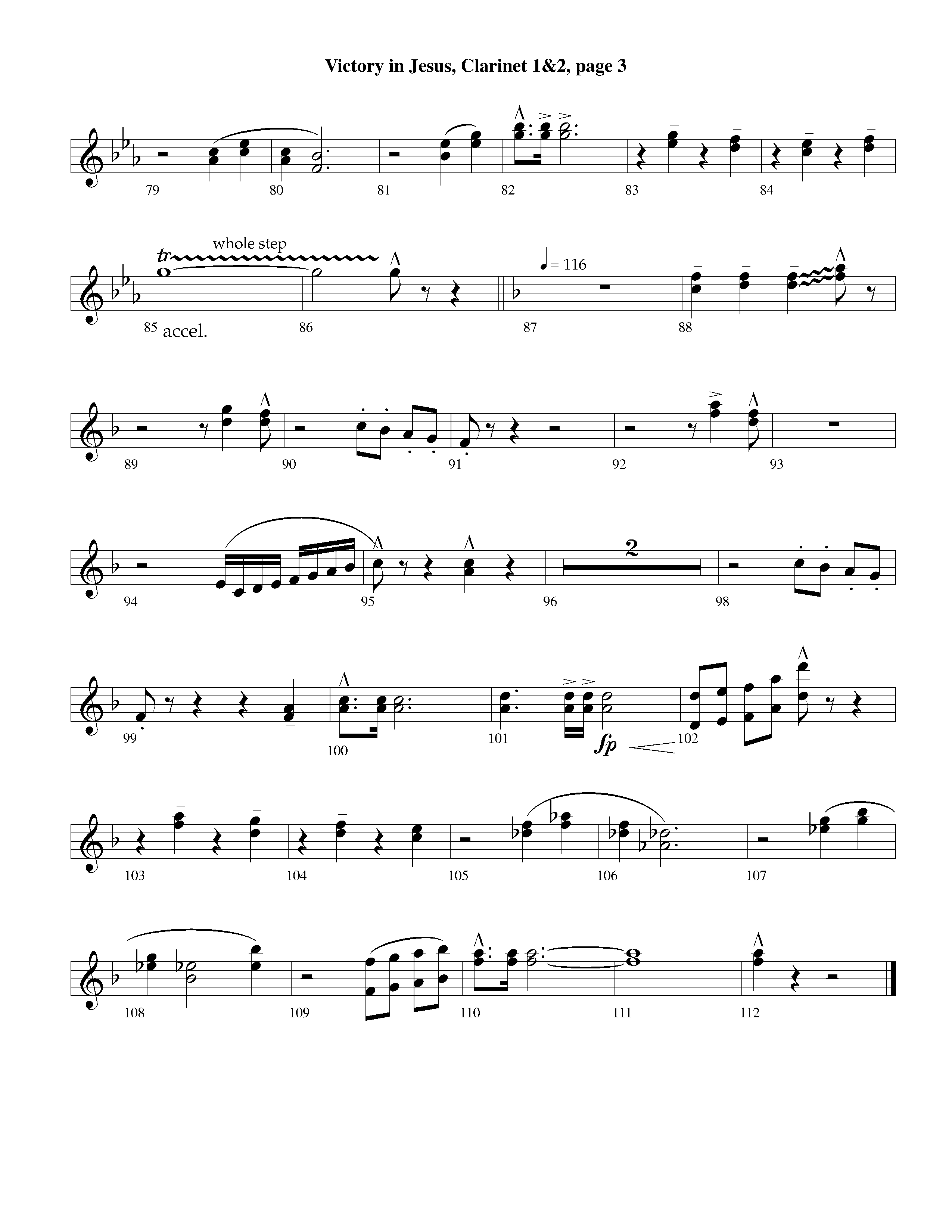 Victory in Jesus&nbsp;(with Solo&nbsp;Piano) (Instrumental) Clarinet 1/2 (Lifeway Worship / Arr. Richard Kingsmore)