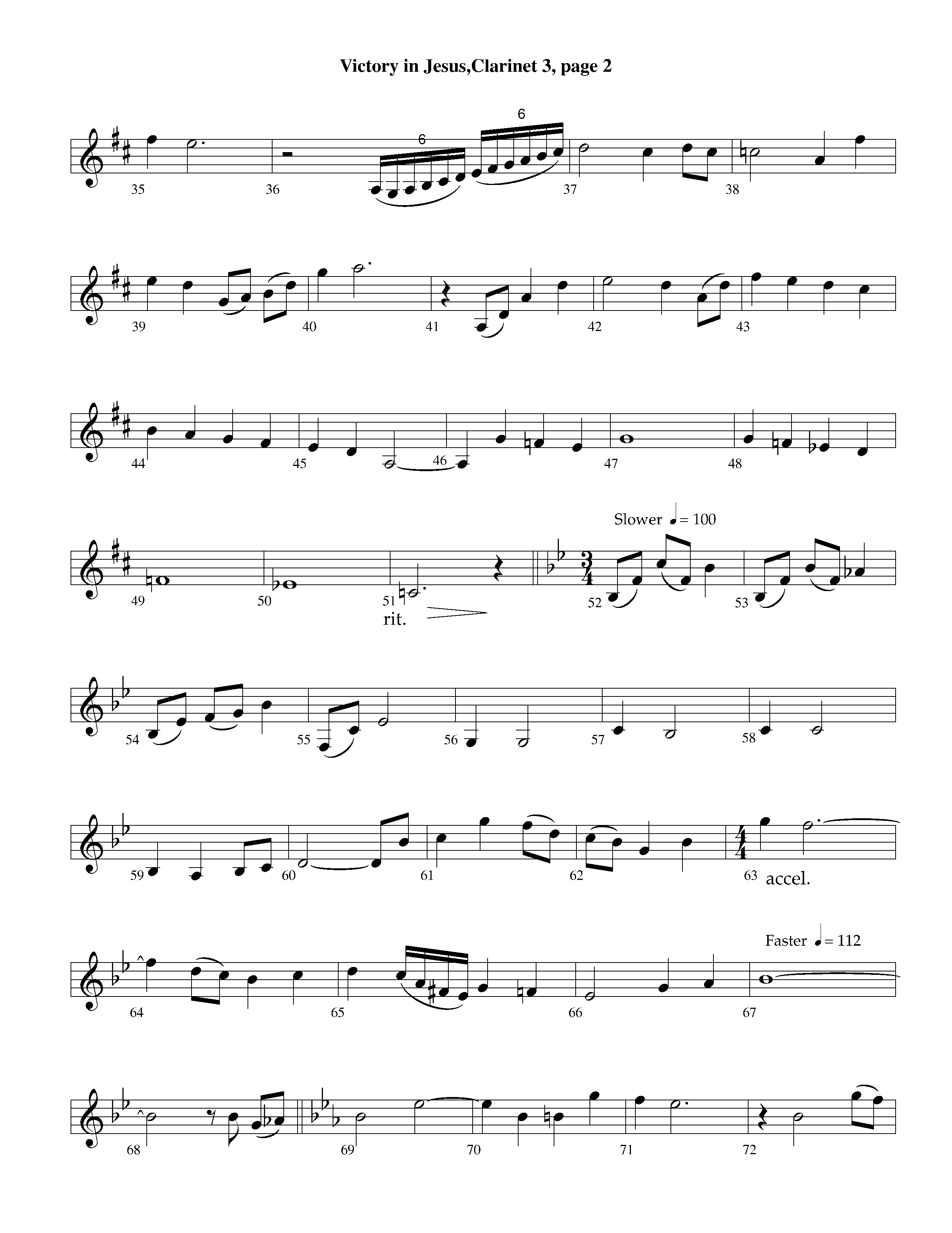 Victory in Jesus (with Solo Piano) (Instrumental) Clarinet 3 (Lifeway Worship / Arr. Richard Kingsmore)