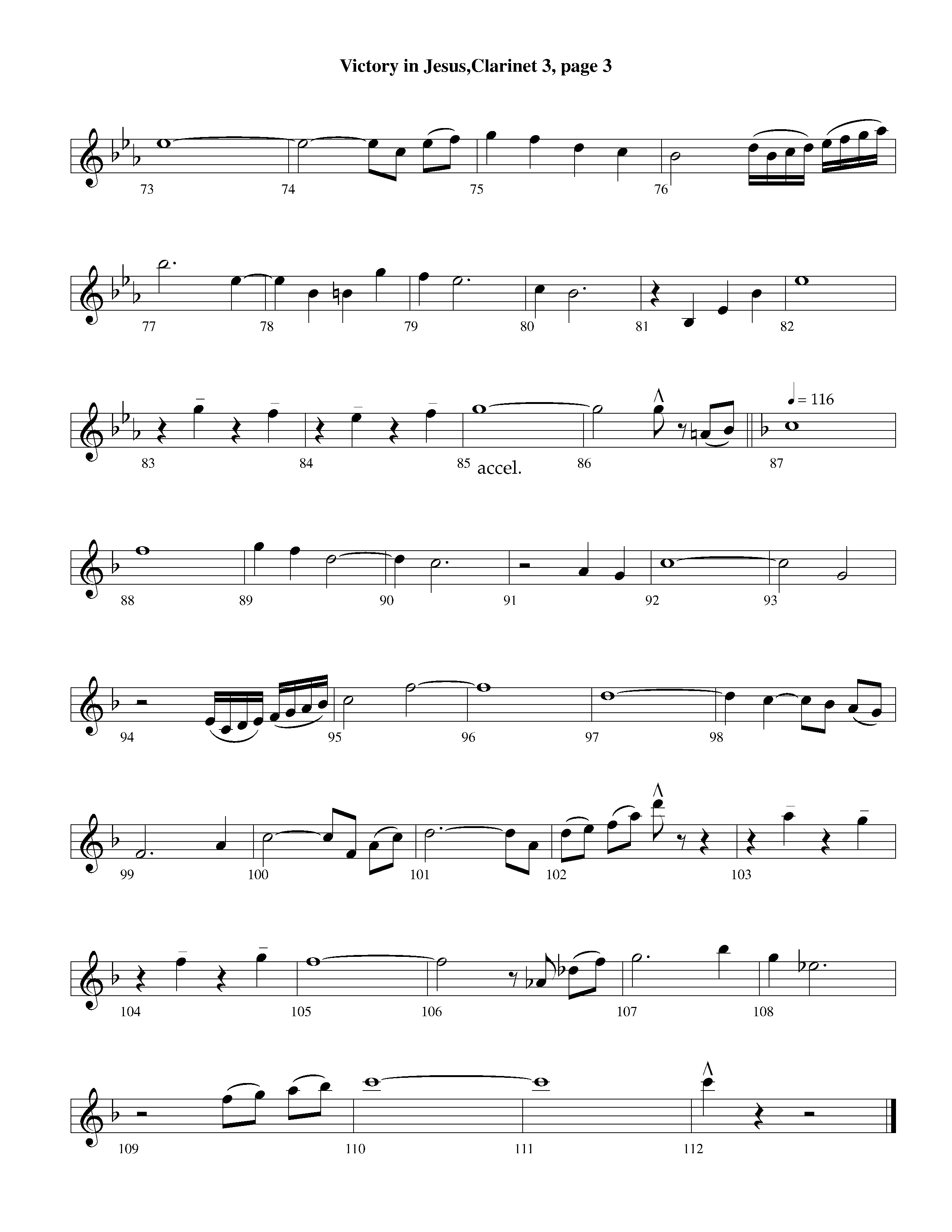 Victory in Jesus (with Solo Piano) (Instrumental) Clarinet 3 (Lifeway Worship / Arr. Richard Kingsmore)