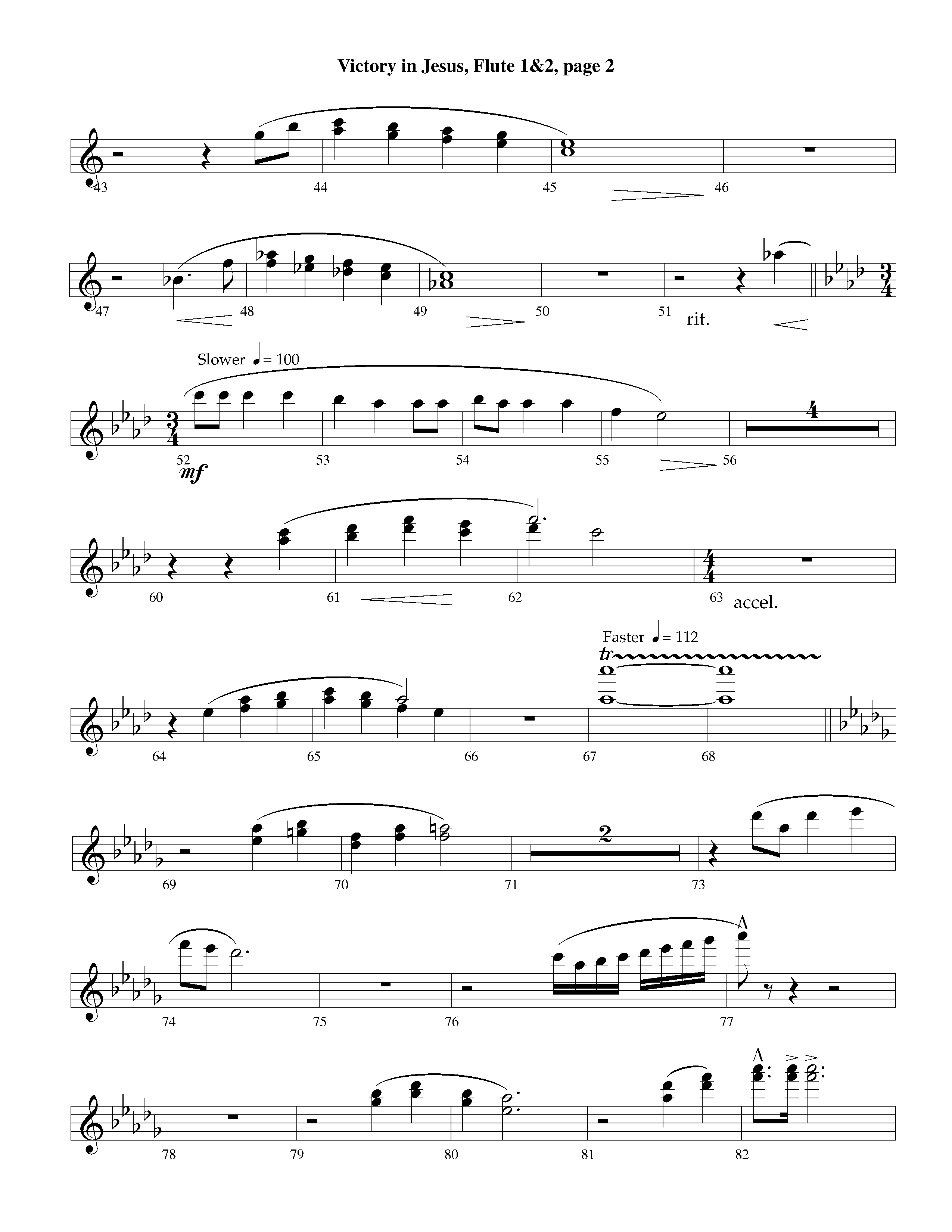 Victory in Jesus (with Solo Piano) (Instrumental) Flute 1/2 (Lifeway Worship / Arr. Richard Kingsmore)