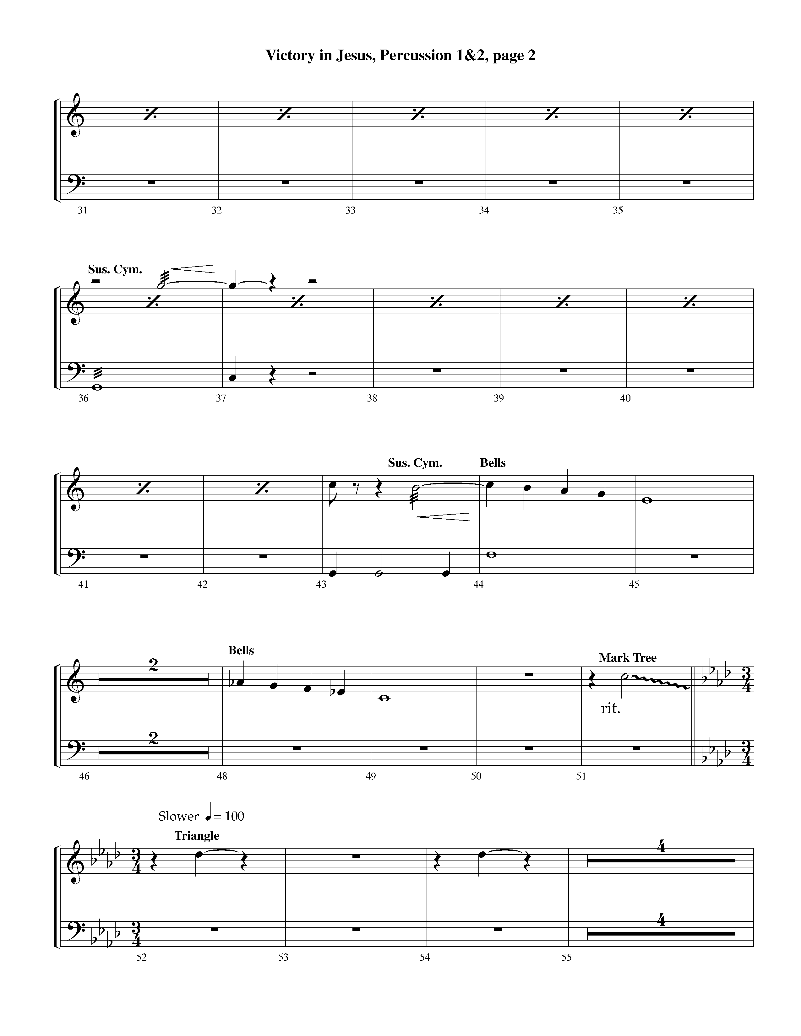 Victory in Jesus (with Solo Piano) (Instrumental) Percussion 1/2 (Lifeway Worship / Arr. Richard Kingsmore)