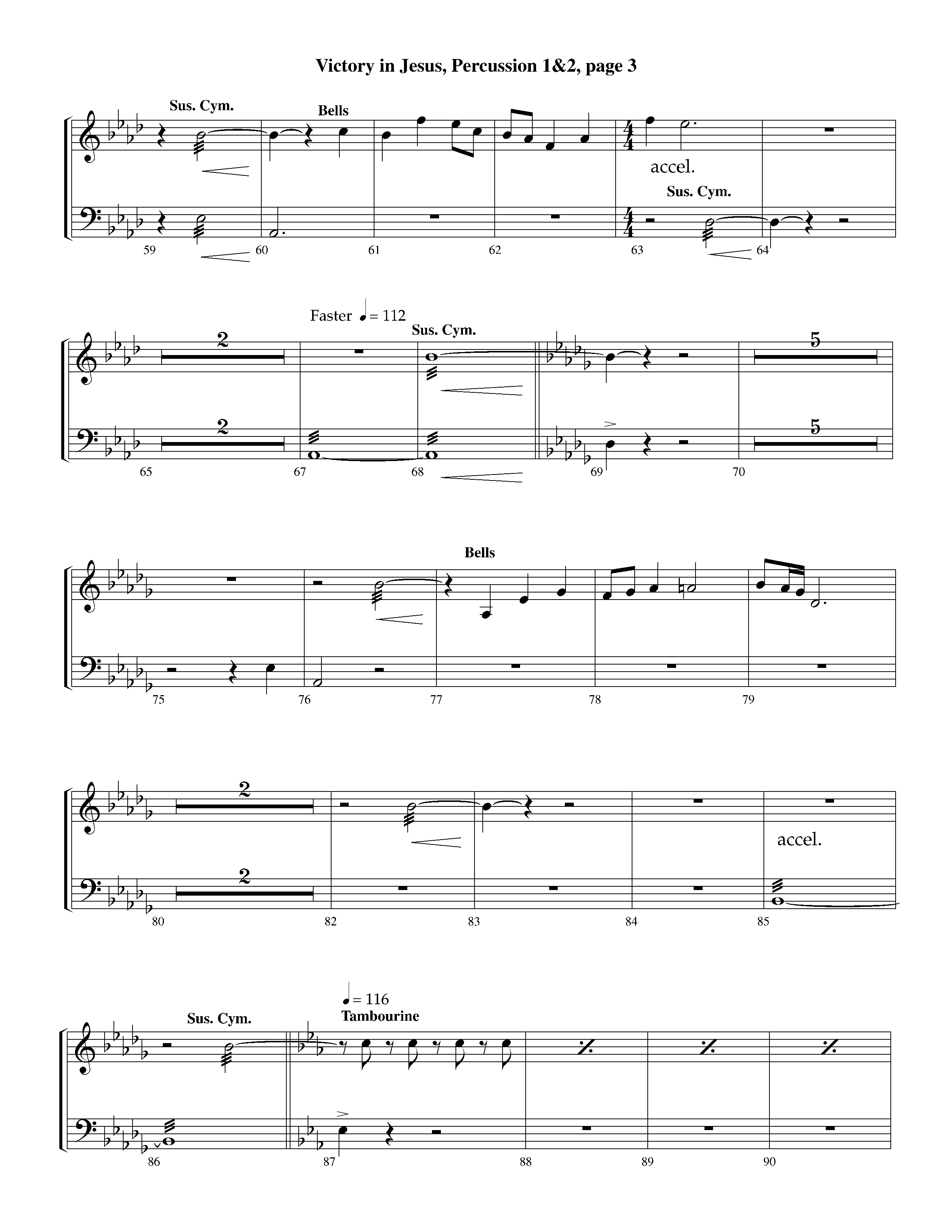 Victory in Jesus (with Solo Piano) (Instrumental) Percussion 1/2 (Lifeway Worship / Arr. Richard Kingsmore)