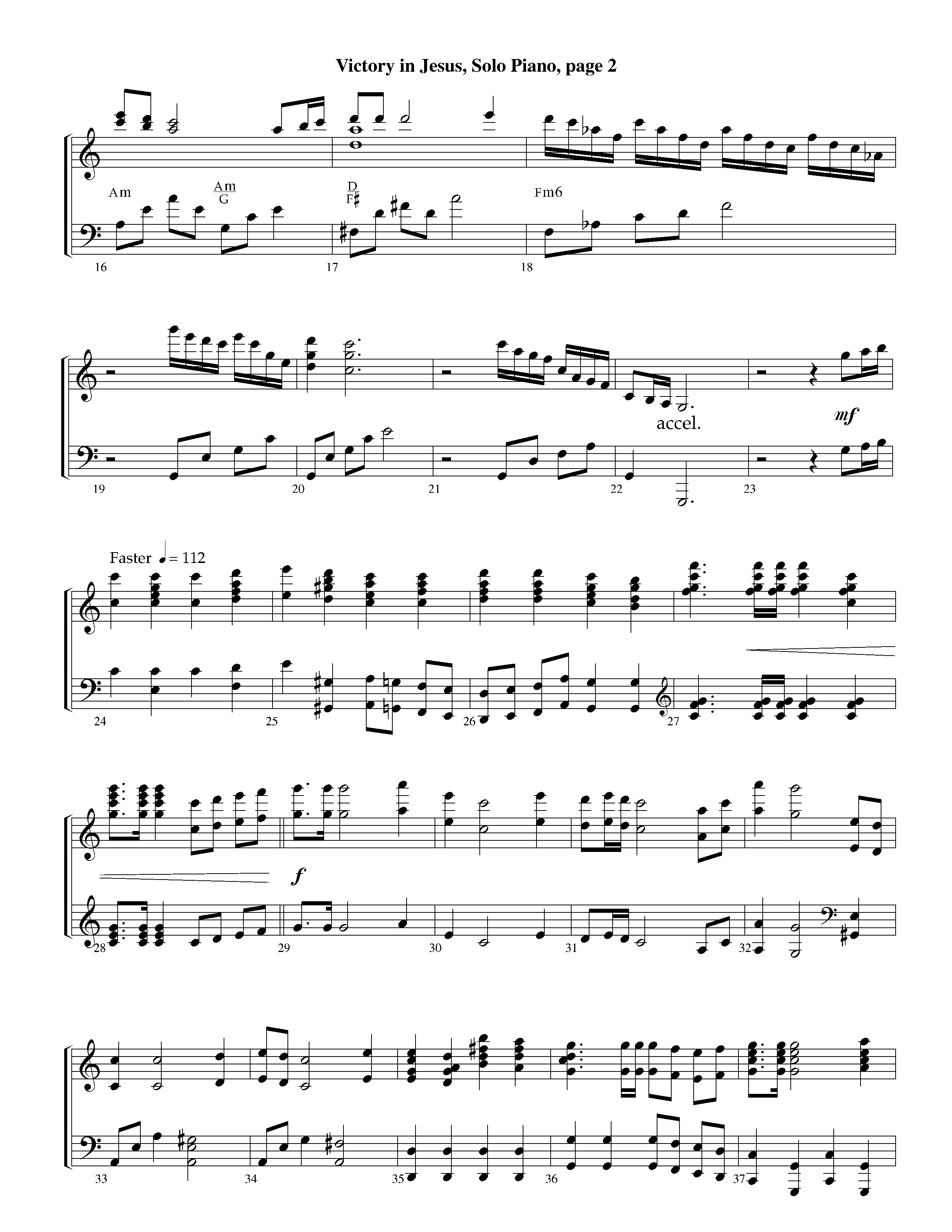 Victory in Jesus (with Solo Piano) (Instrumental) Piano Sheet (Lifeway Worship / Arr. Richard Kingsmore)