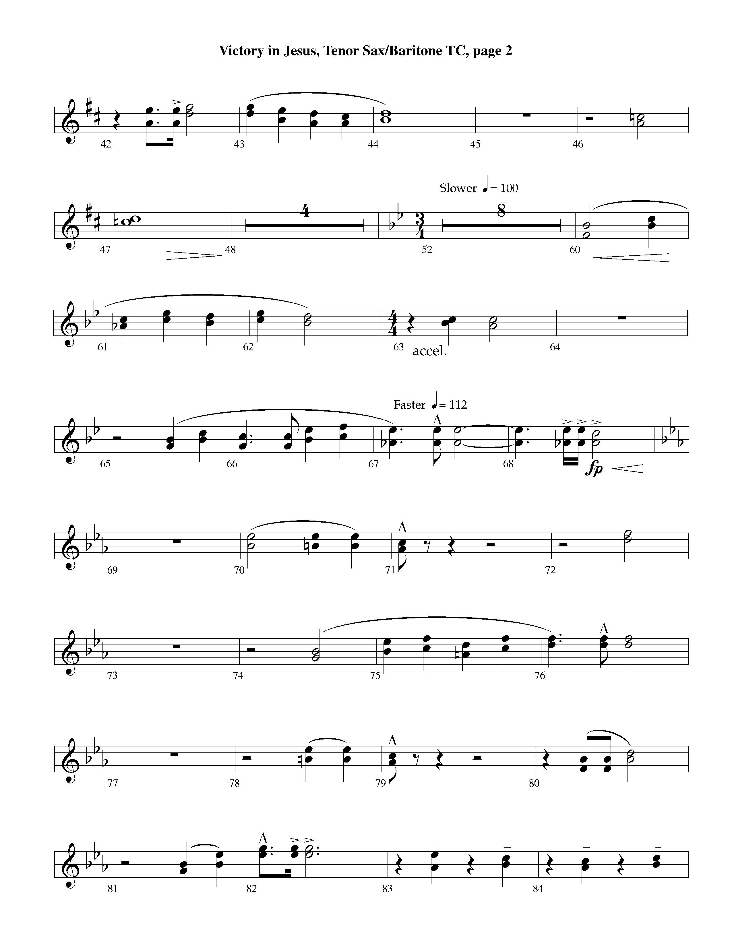 Victory in Jesus&nbsp;(with Solo&nbsp;Piano) (Instrumental) Tenor Sax/Baritone T.C. (Lifeway Worship / Arr. Richard Kingsmore)