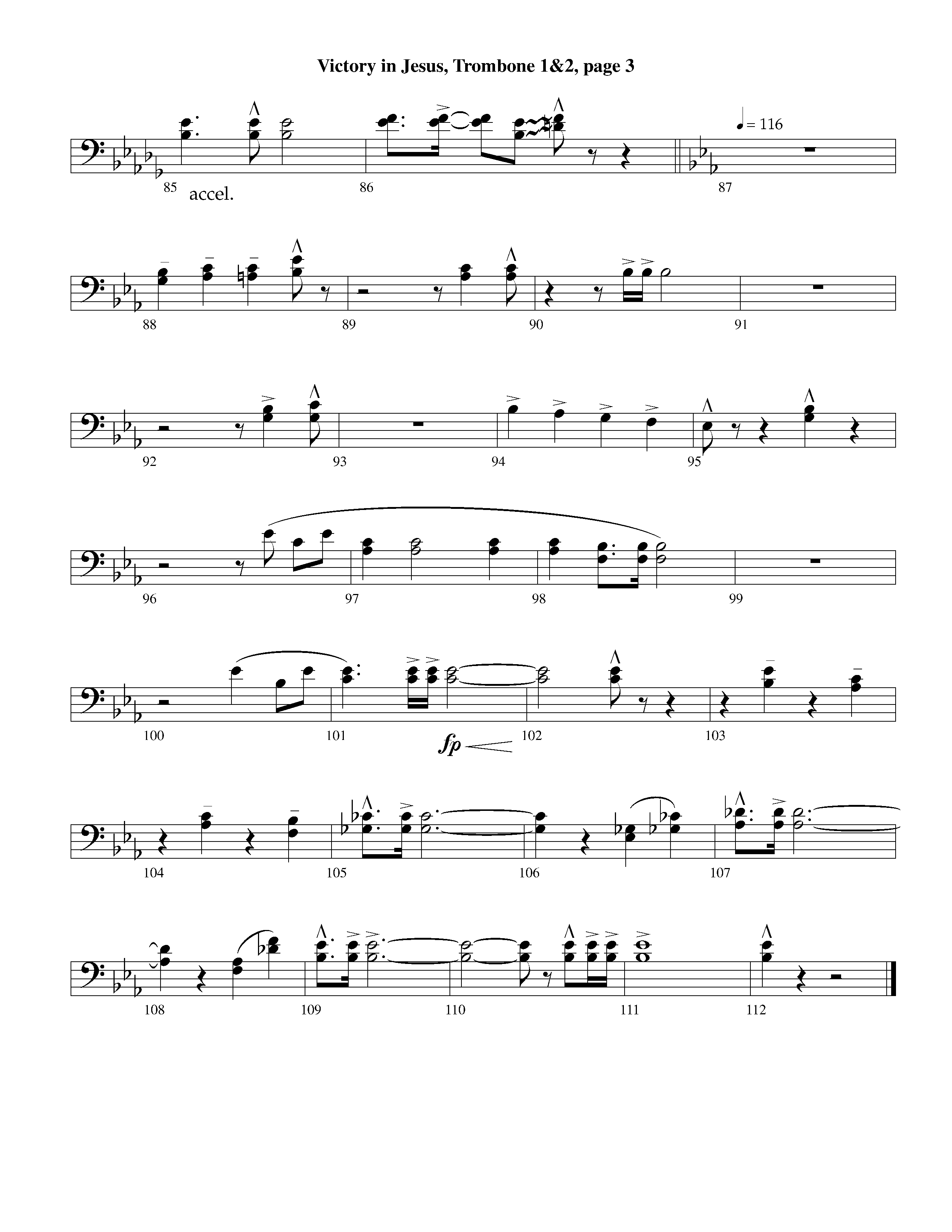 Victory in Jesus (with Solo Piano) (Instrumental) Trombone 1/2 (Lifeway Worship / Arr. Richard Kingsmore)