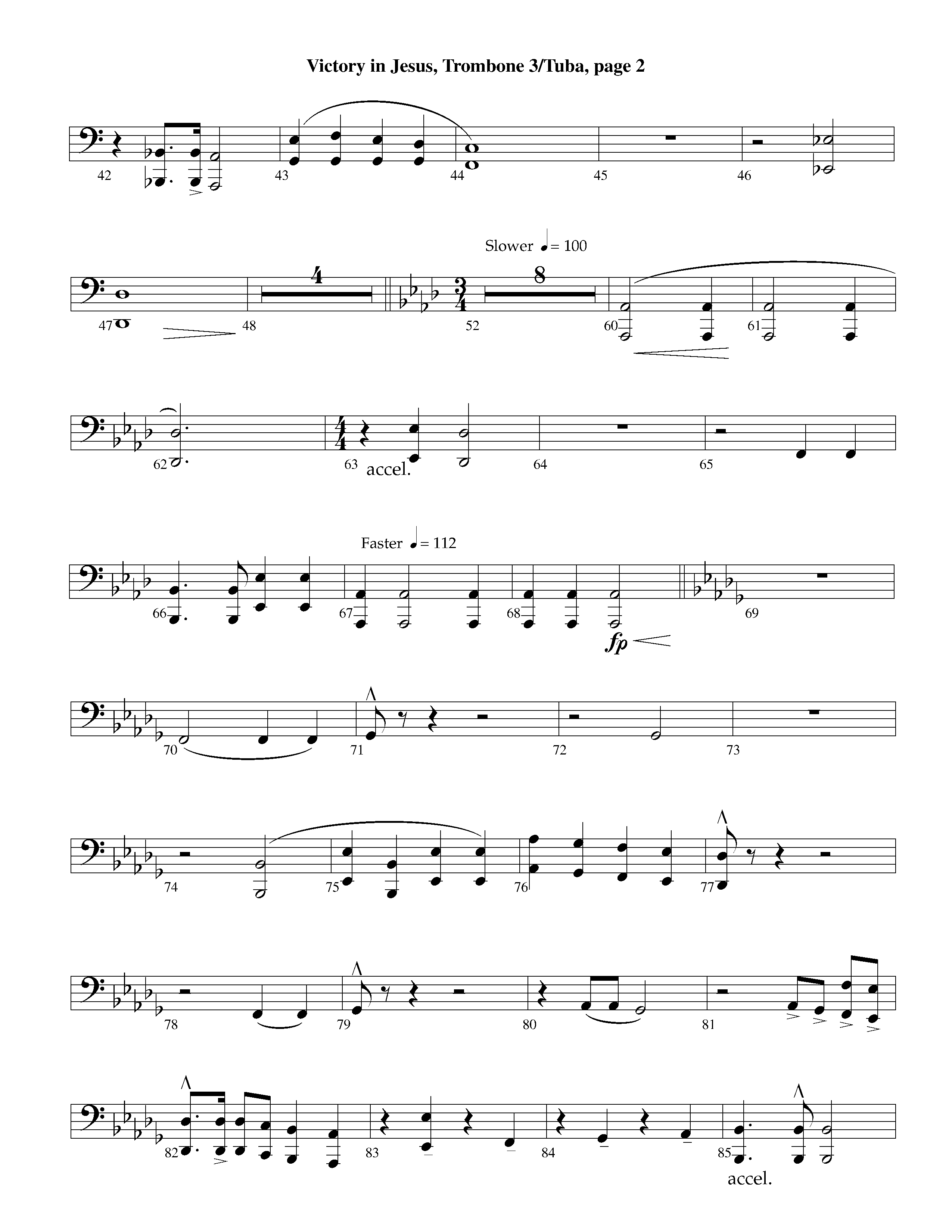 Victory in Jesus (with Solo Piano) (Instrumental) Trombone 3/Tuba (Lifeway Worship / Arr. Richard Kingsmore)