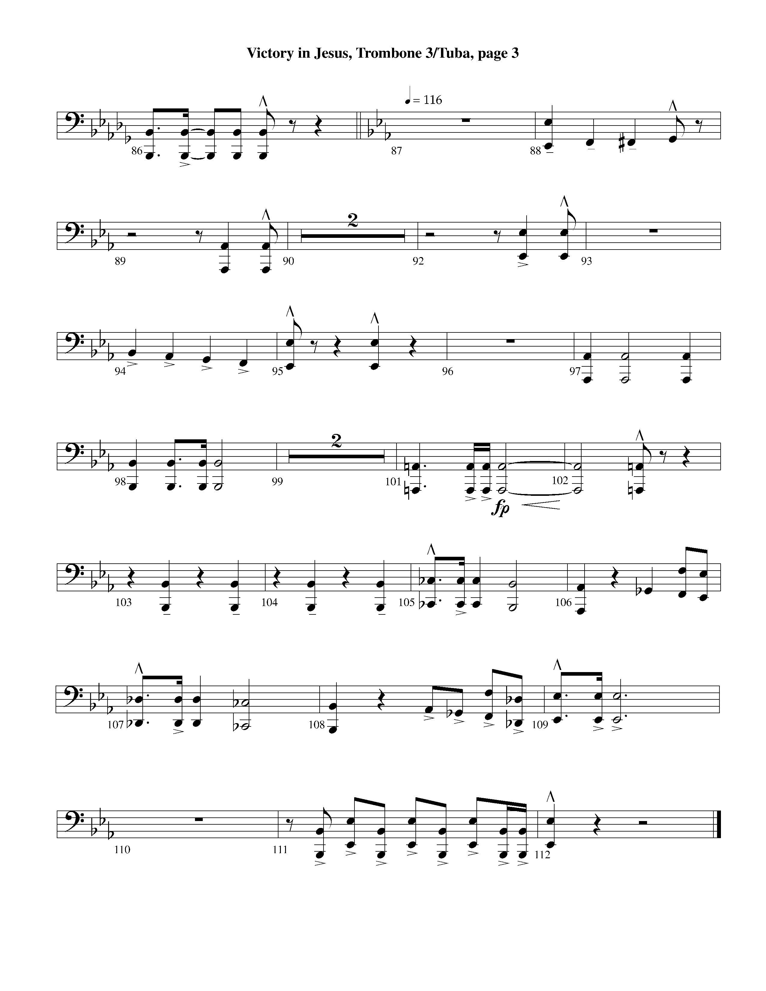 Victory in Jesus (with Solo Piano) (Instrumental) Trombone 3/Tuba (Lifeway Worship / Arr. Richard Kingsmore)