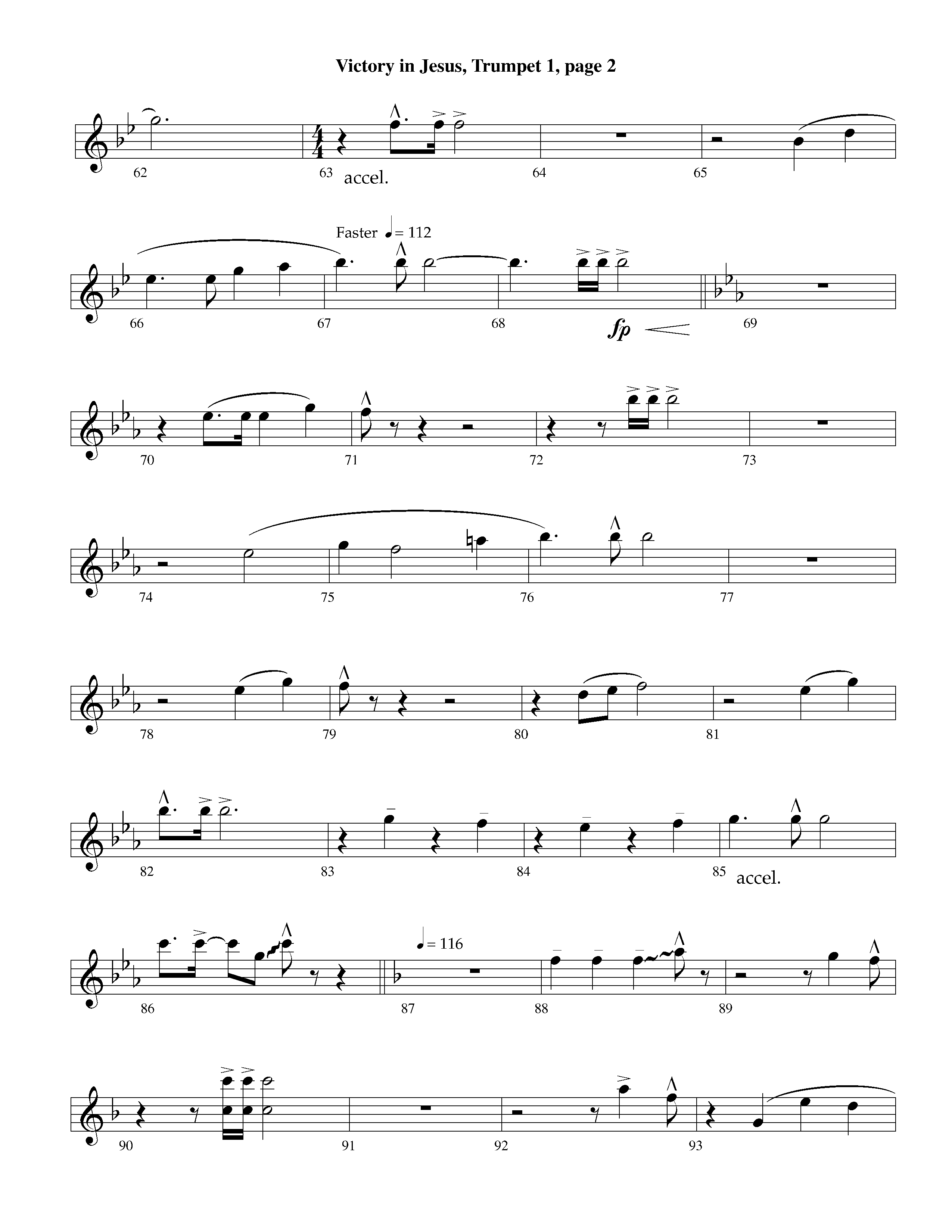Victory in Jesus (with Solo Piano) (Instrumental) Trumpet 1 (Lifeway Worship / Arr. Richard Kingsmore)