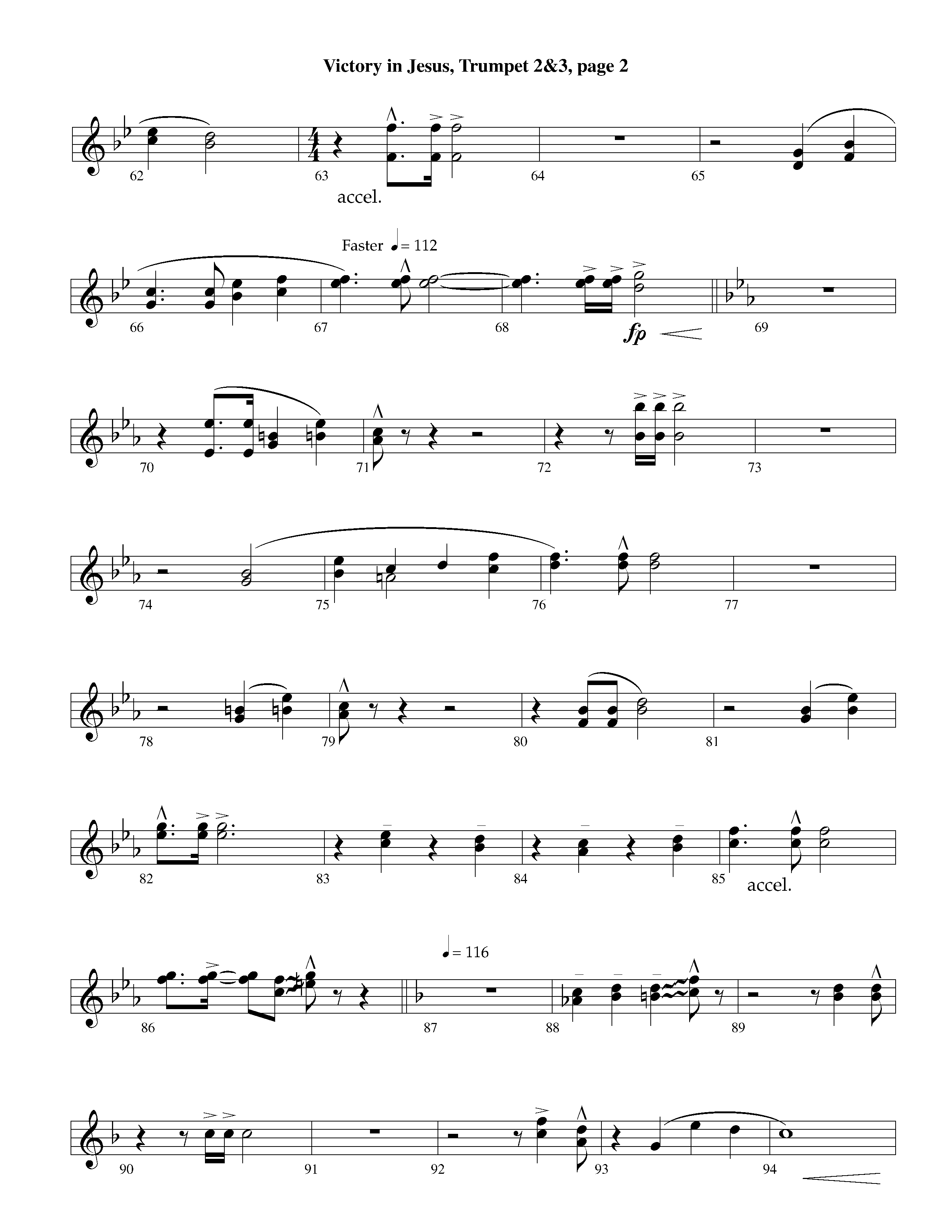 Victory in Jesus&nbsp;(with Solo&nbsp;Piano) (Instrumental) Trumpet 2/3 (Lifeway Worship / Arr. Richard Kingsmore)