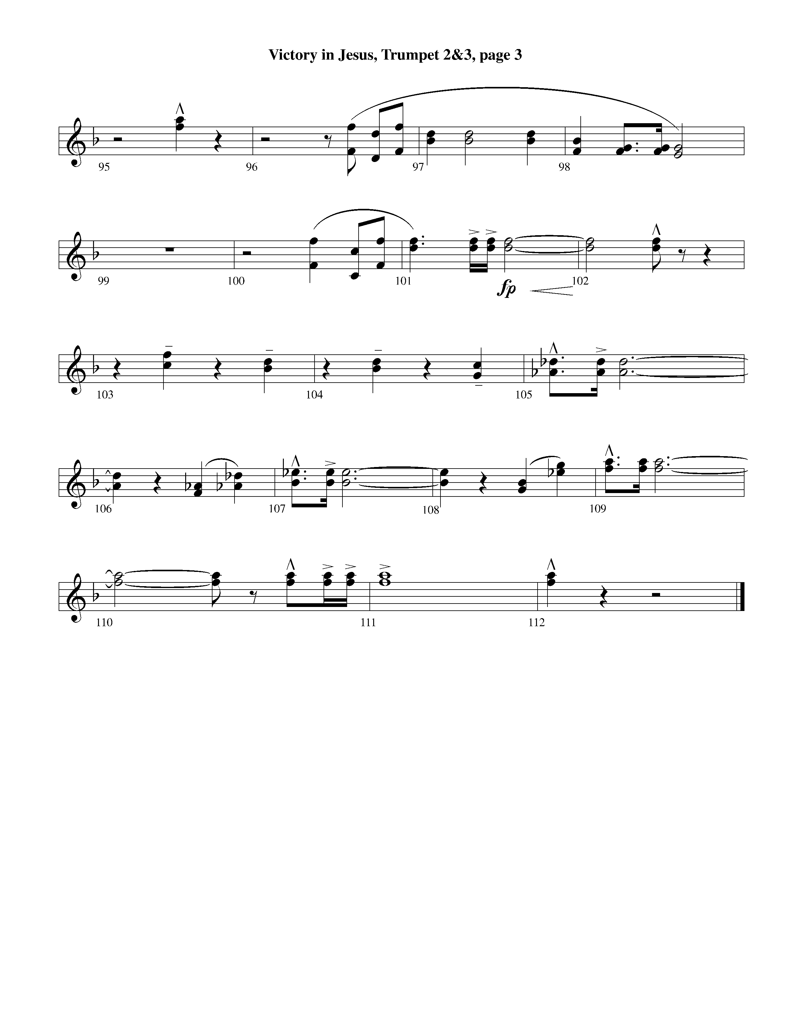 Victory in Jesus&nbsp;(with Solo&nbsp;Piano) (Instrumental) Trumpet 2/3 (Lifeway Worship / Arr. Richard Kingsmore)