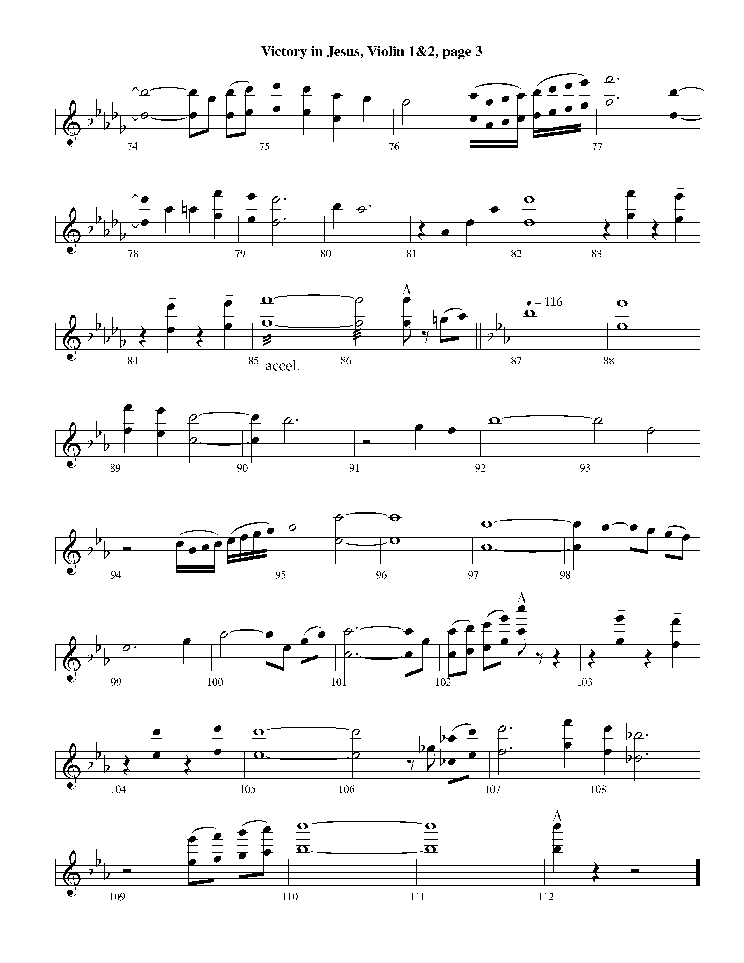 Victory in Jesus&nbsp;(with Solo&nbsp;Piano) (Instrumental) Violin 1/2 (Lifeway Worship / Arr. Richard Kingsmore)