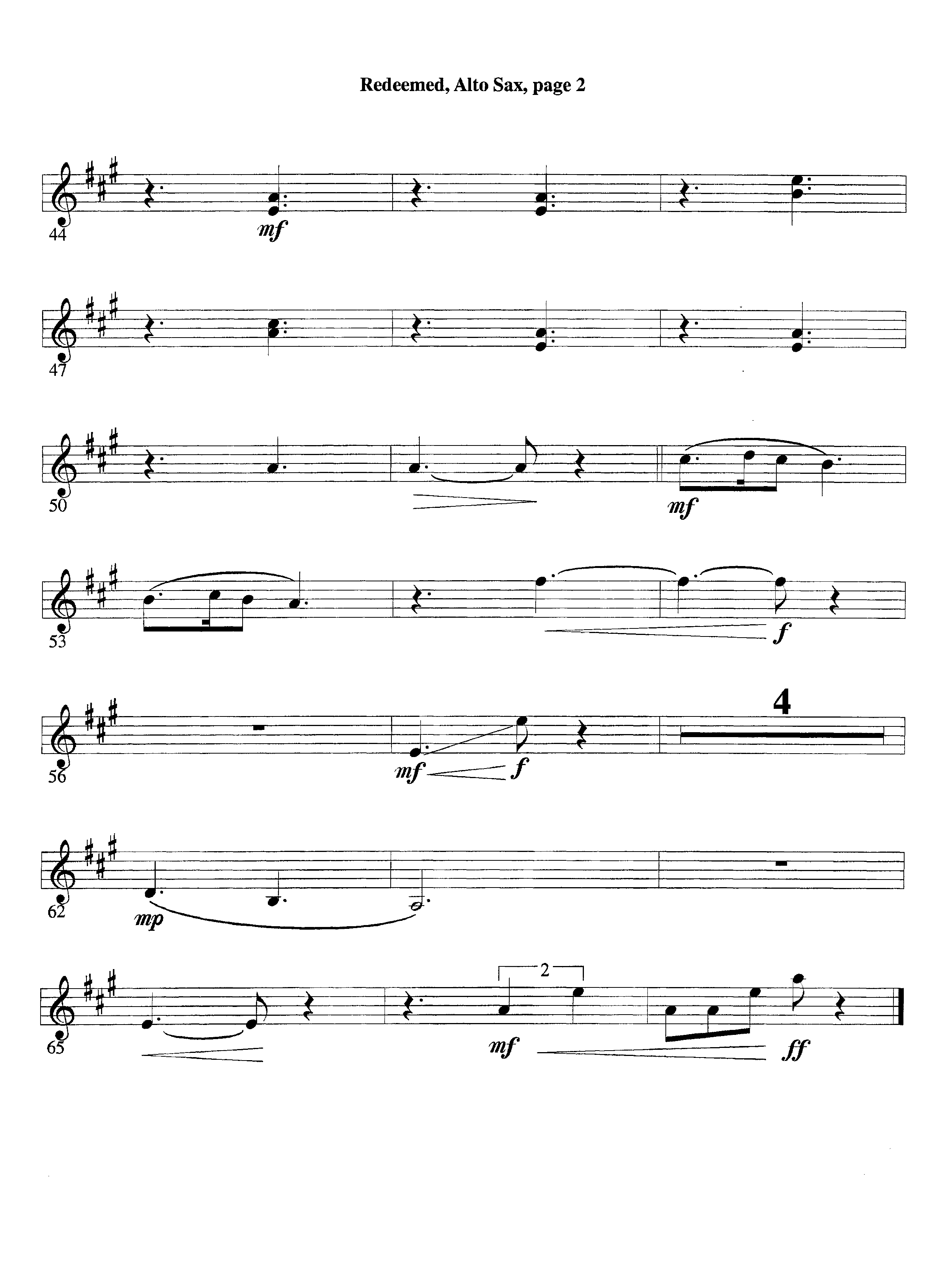 Redeemed (with Solo Violin) (Instrumental) Alto Sax (Lifeway Worship / Arr. Mark Johnson)