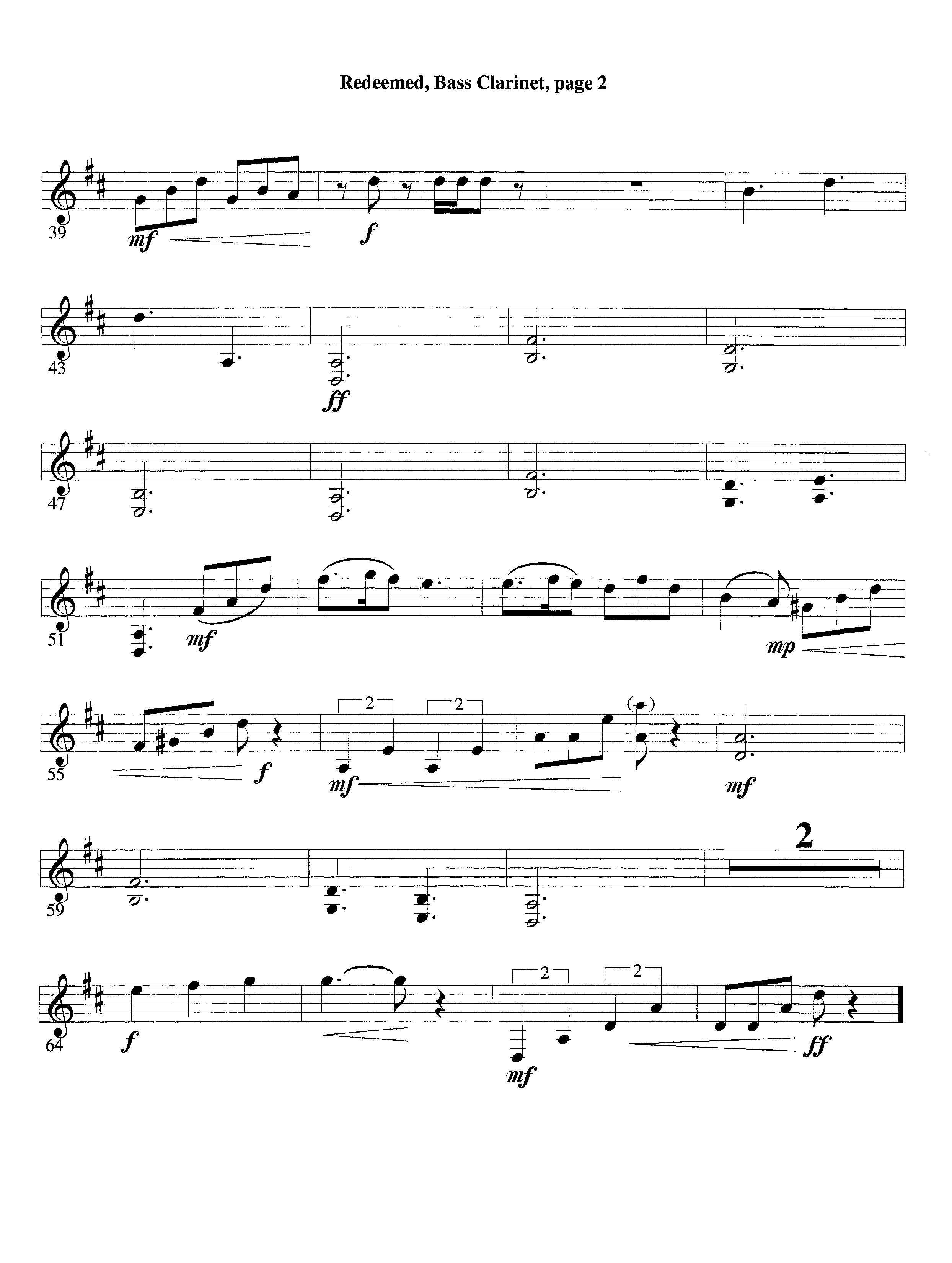 Redeemed (with Solo Violin) (Instrumental) Bass Clarinet (Lifeway Worship / Arr. Mark Johnson)