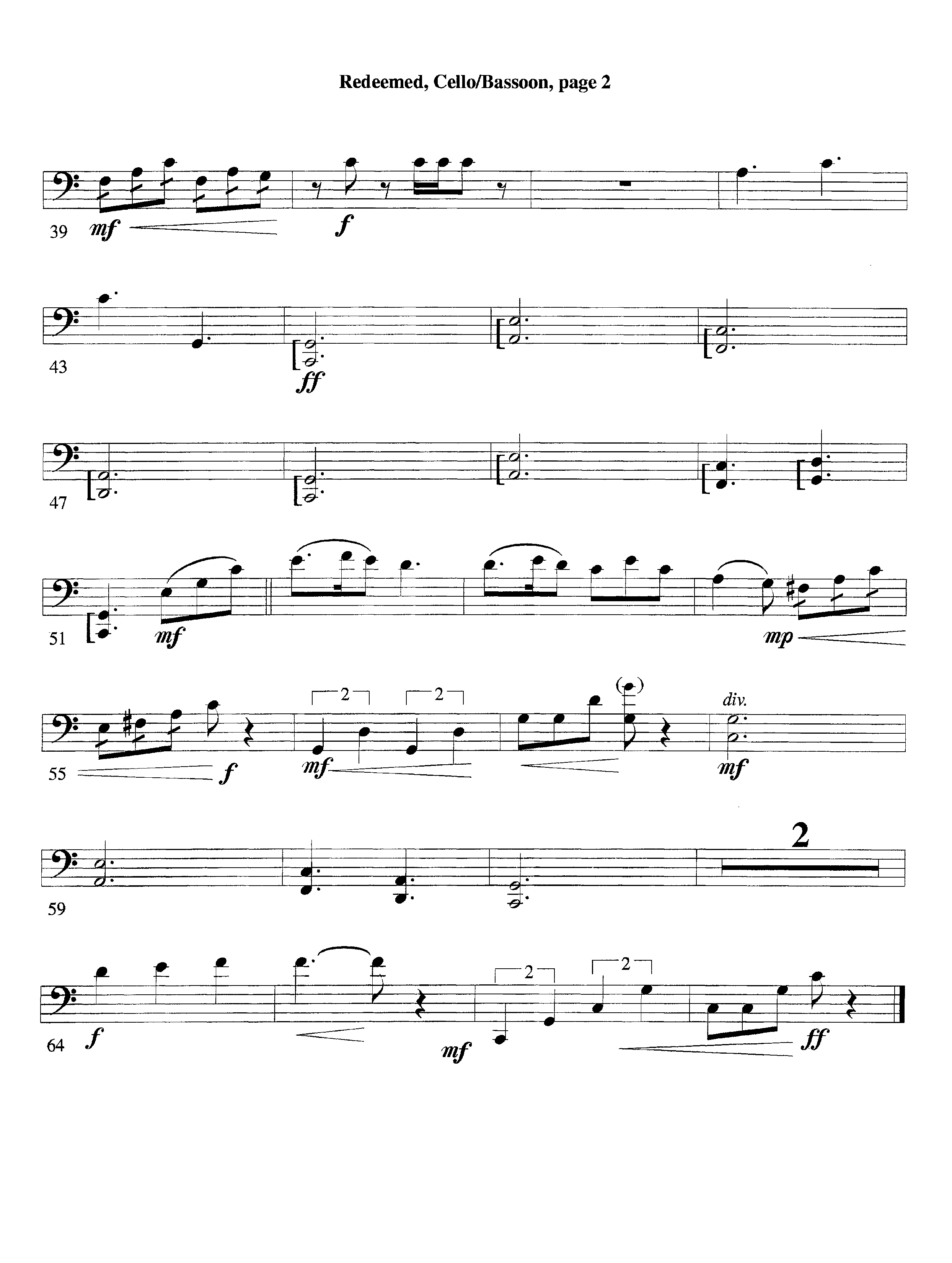 Redeemed (with Solo Violin) (Instrumental) Cello (Lifeway Worship / Arr. Mark Johnson)