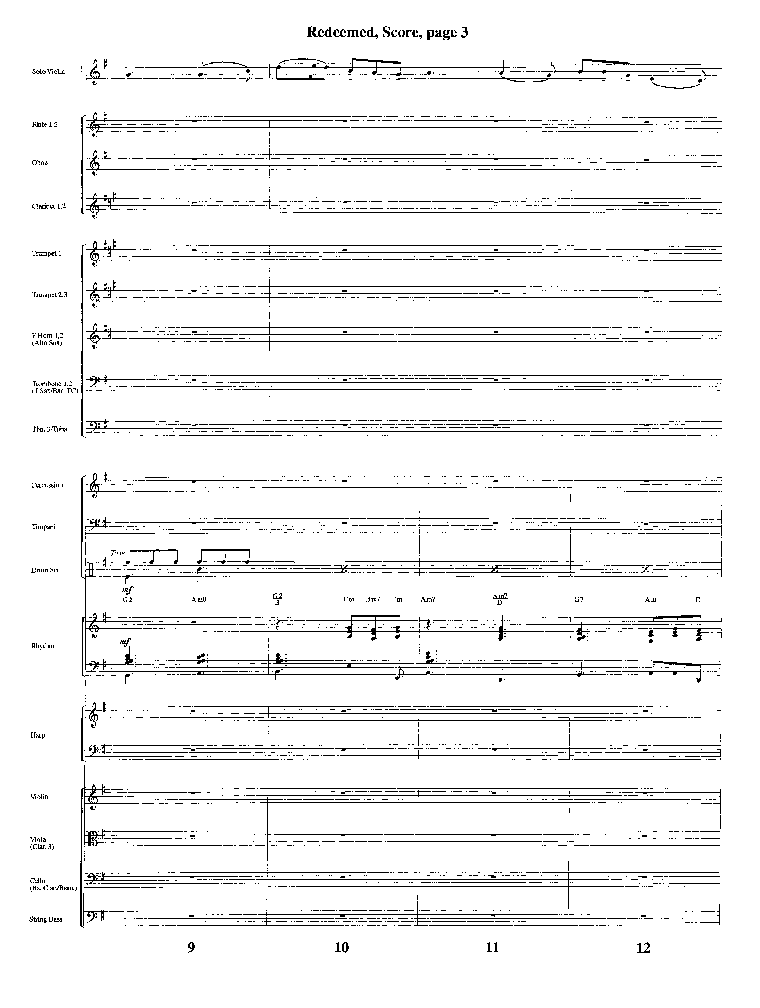 Redeemed (with Solo Violin) (Instrumental) Orchestration (Lifeway Worship / Arr. Mark Johnson)