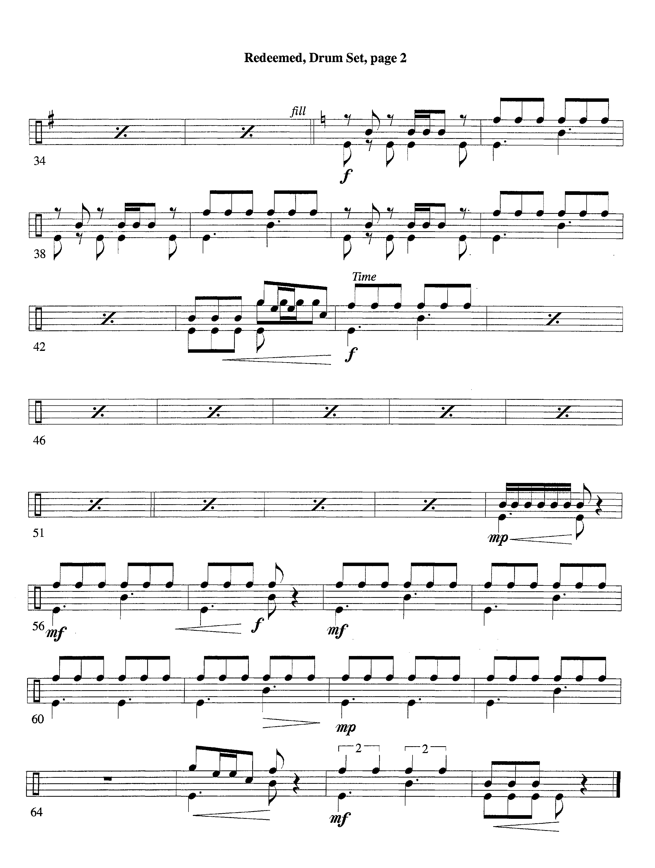 Redeemed (with Solo Violin) (Instrumental) Drum Set (Lifeway Worship / Arr. Mark Johnson)