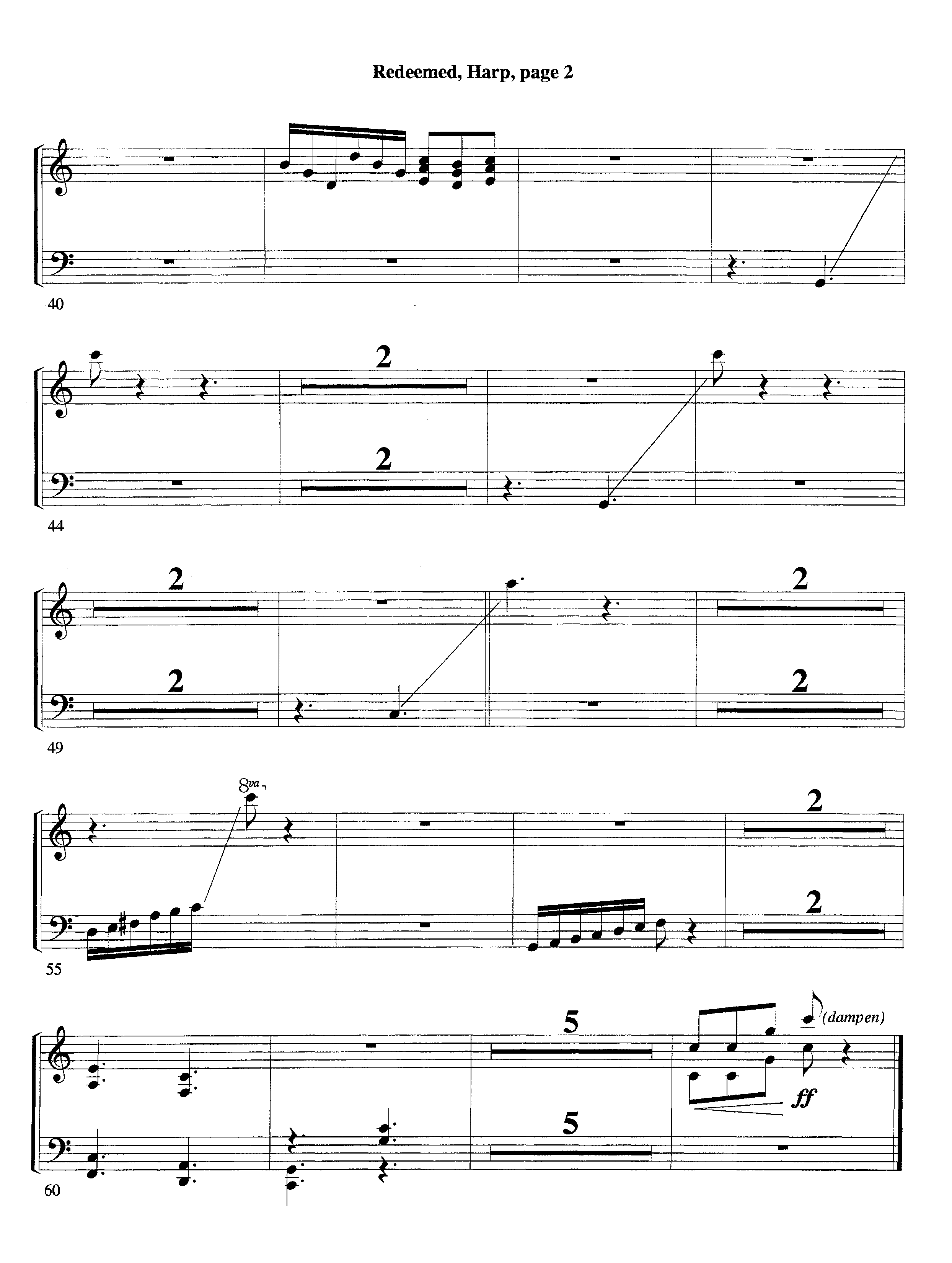 Redeemed&nbsp;(with Solo&nbsp;Violin) (Instrumental) Harp (Lifeway Worship / Arr. Mark Johnson)