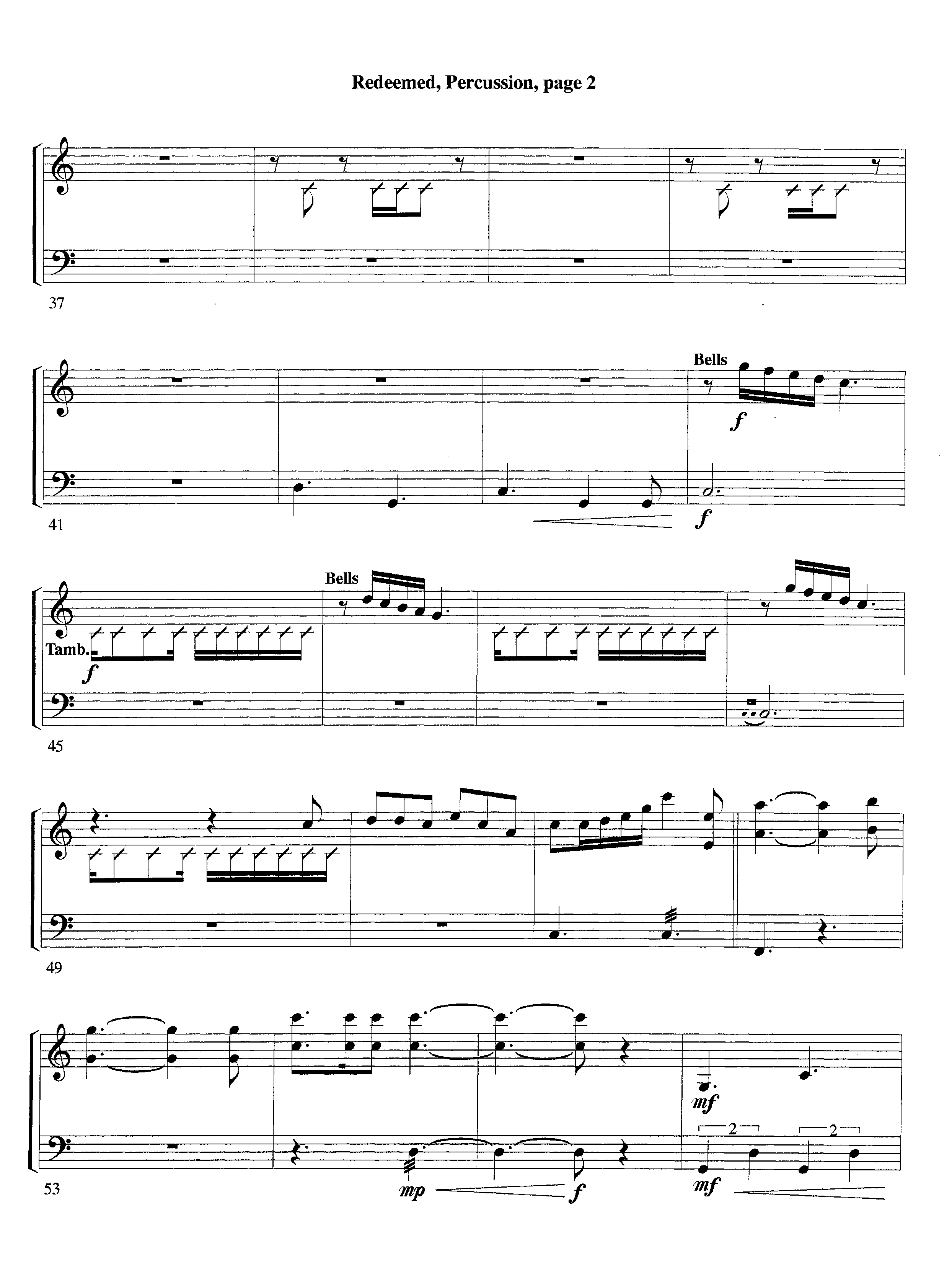 Redeemed (with Solo Violin) (Instrumental) Percussion (Lifeway Worship / Arr. Mark Johnson)