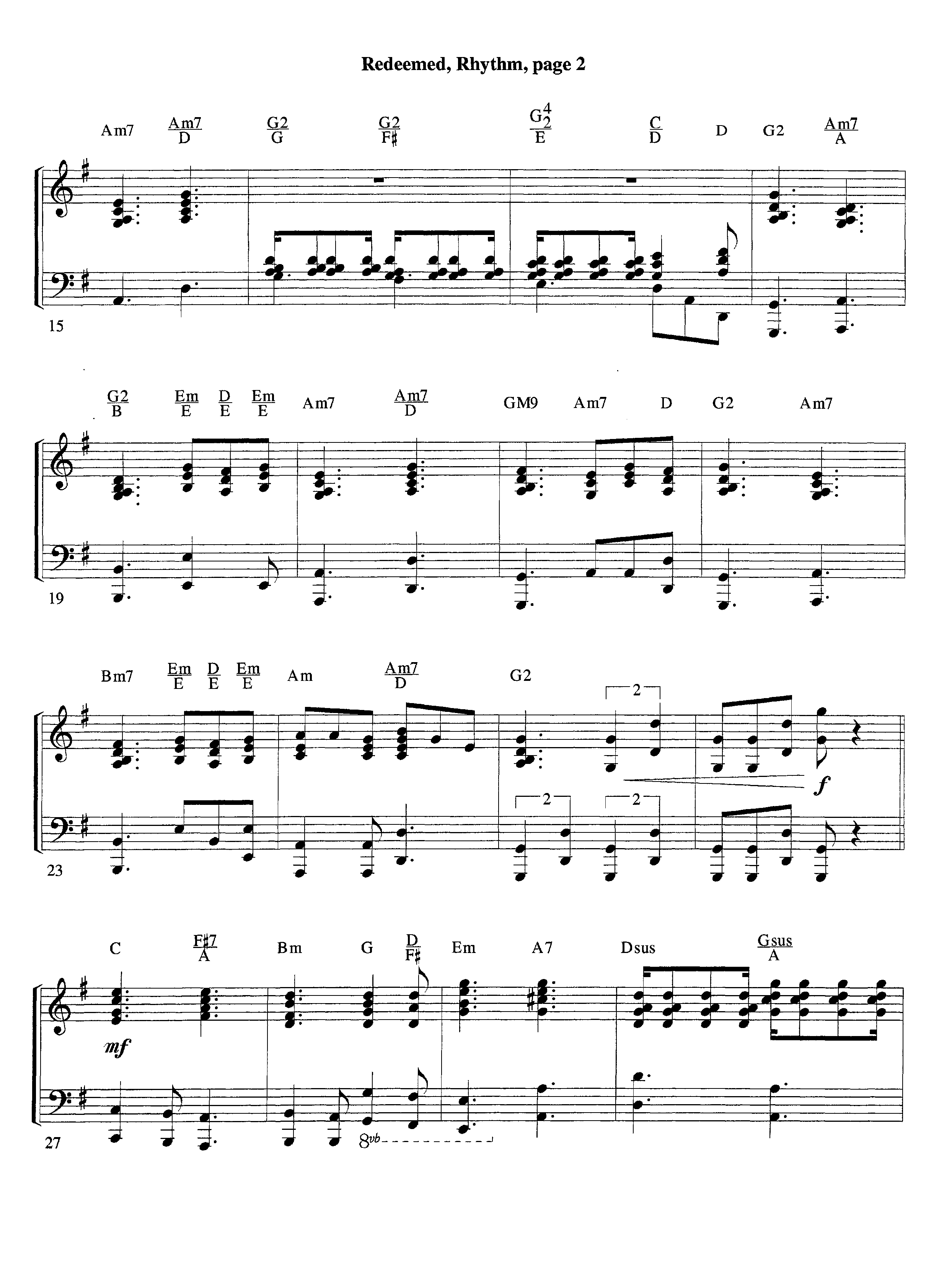 Redeemed (with Solo Violin) (Instrumental) Piano/Rhythm (Lifeway Worship / Arr. Mark Johnson)