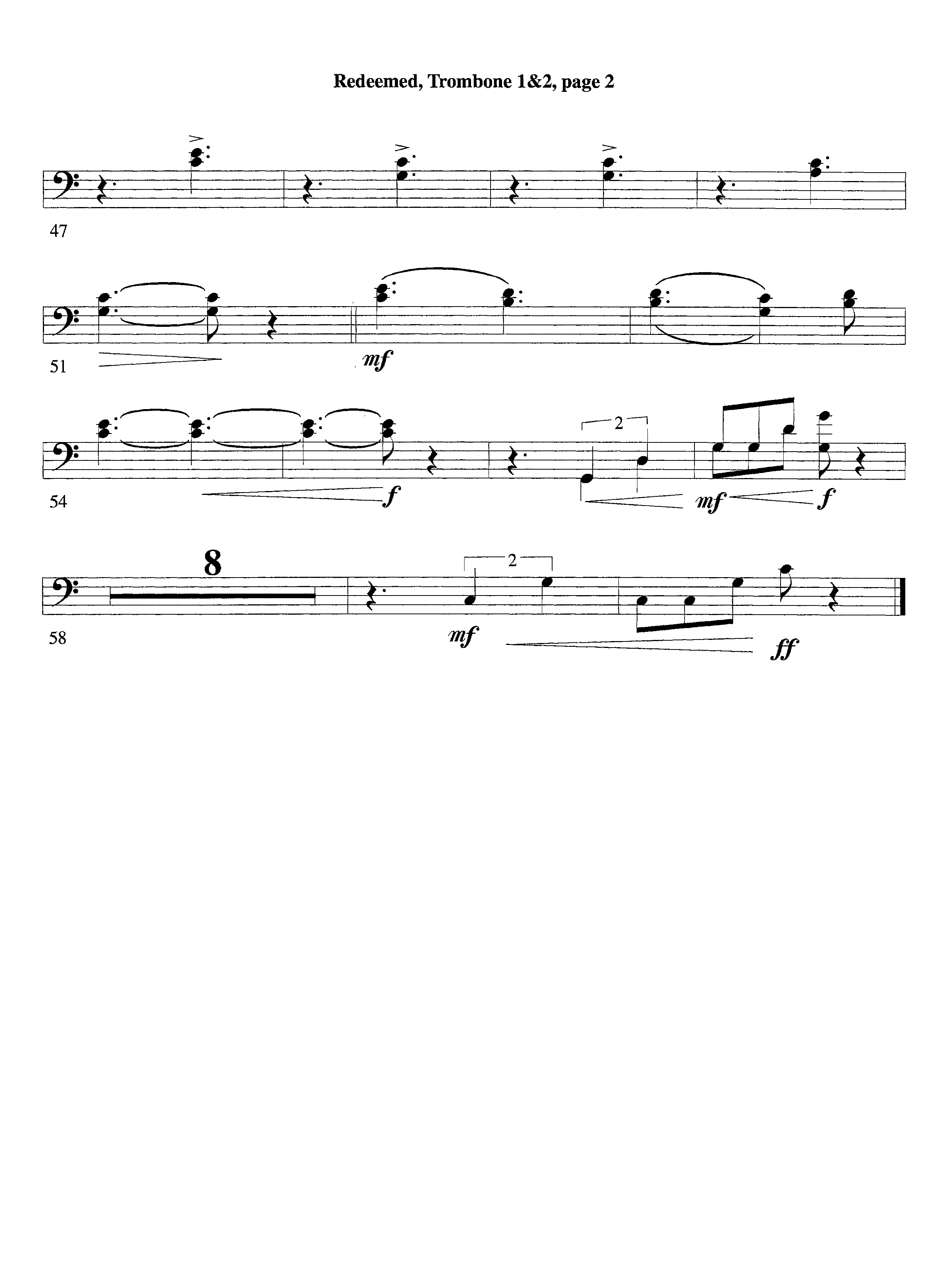 Redeemed&nbsp;(with Solo&nbsp;Violin) (Instrumental) Trombone 1/2 (Lifeway Worship / Arr. Mark Johnson)