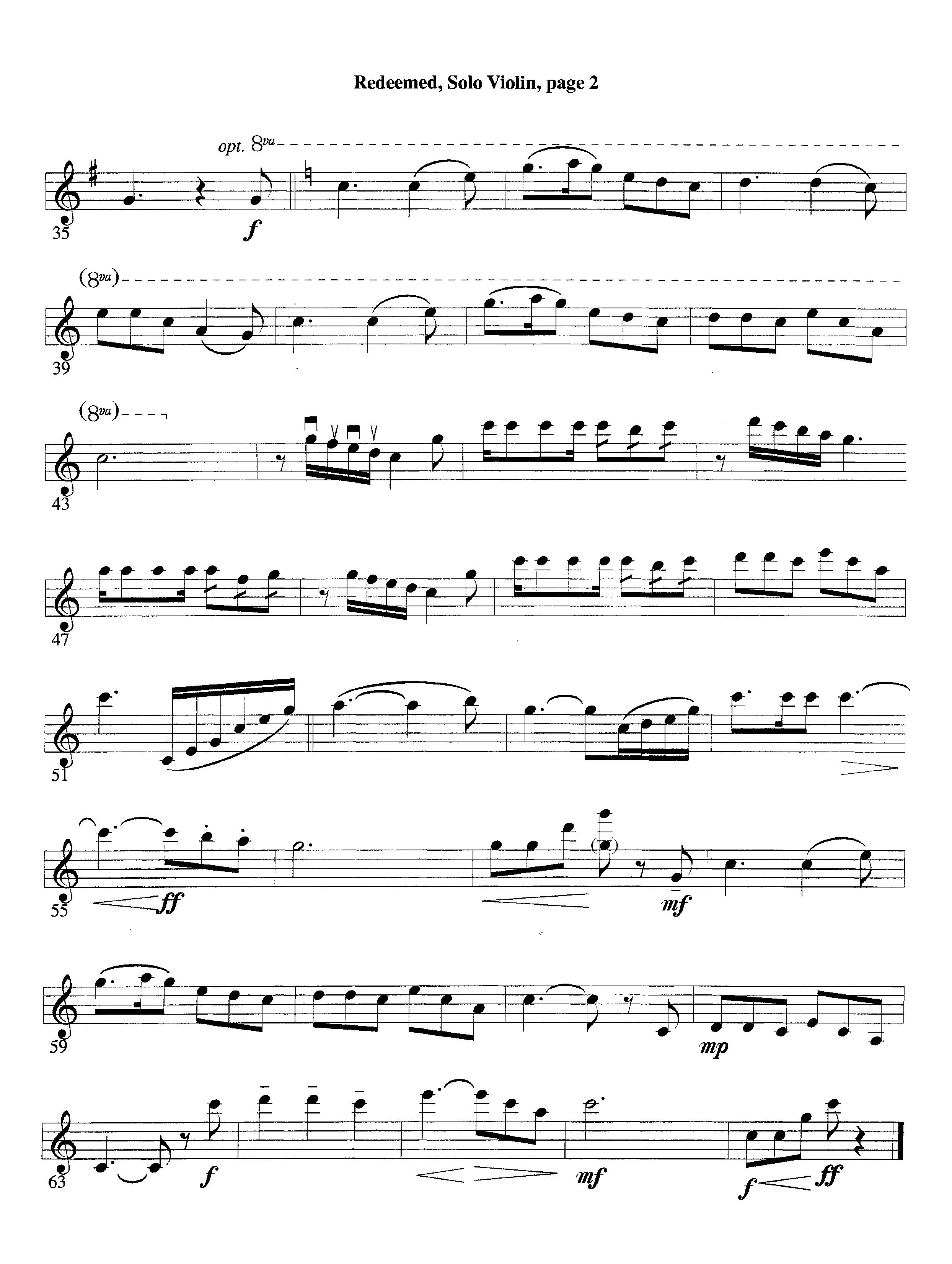 Redeemed (with Solo Violin) (Instrumental) Violin Solo (Lifeway Worship / Arr. Mark Johnson)