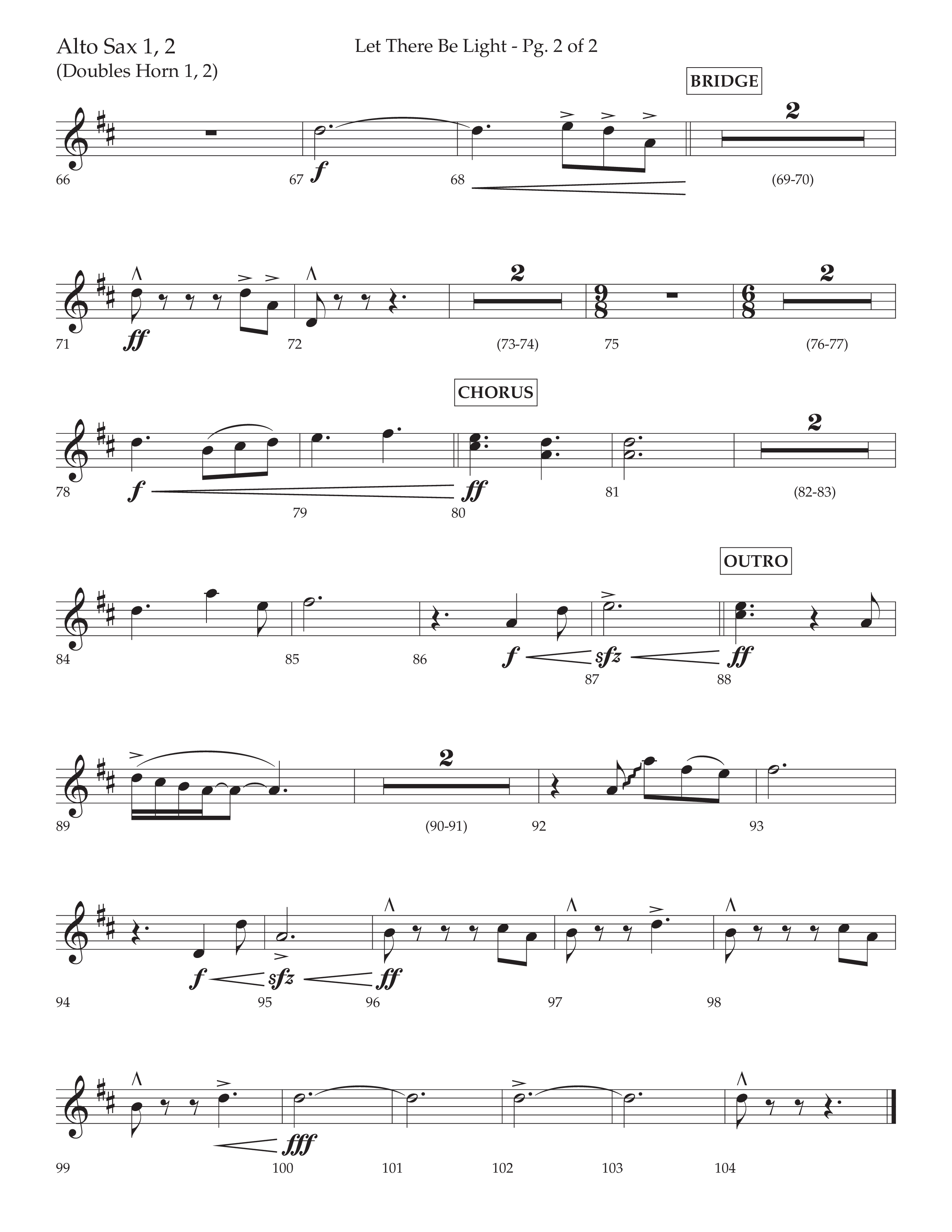 Let There Be Light (Choral Anthem SATB) Alto Sax 1/2 (Lifeway Choral / Arr. Cliff Duren)