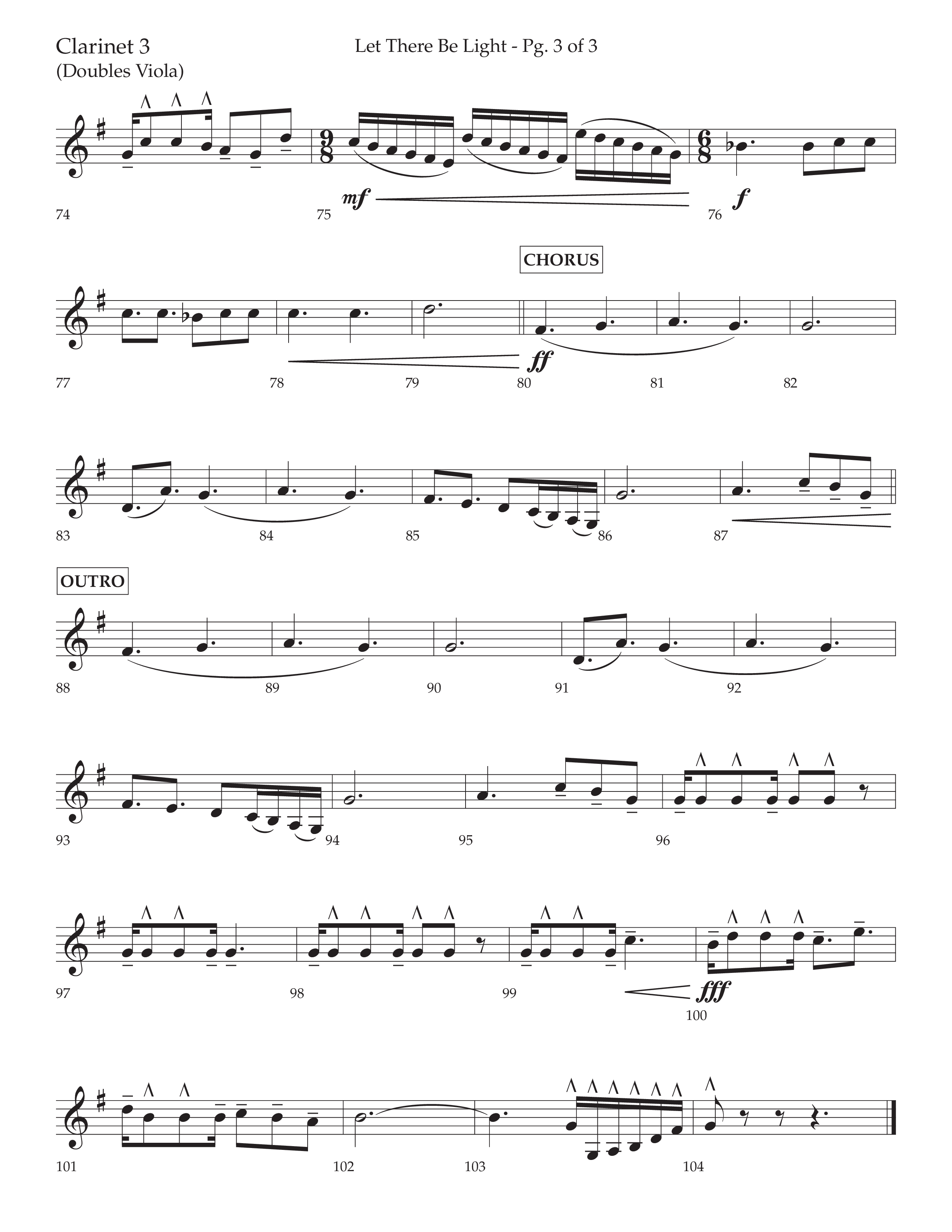 Let There Be Light (Choral Anthem SATB) Clarinet 3 (Lifeway Choral / Arr. Cliff Duren)