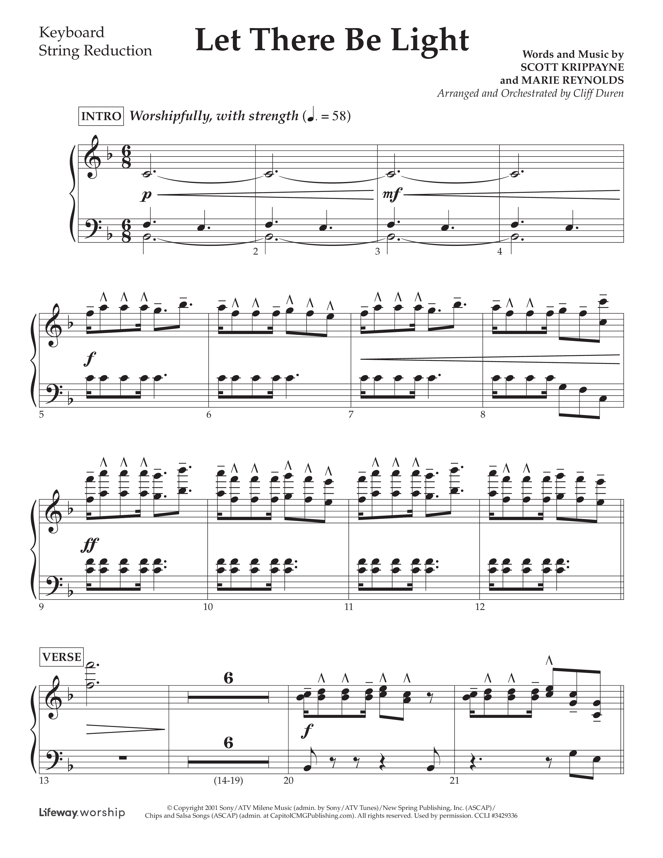 Let There Be Light (Choral Anthem SATB) String Reduction (Lifeway Choral / Arr. Cliff Duren)