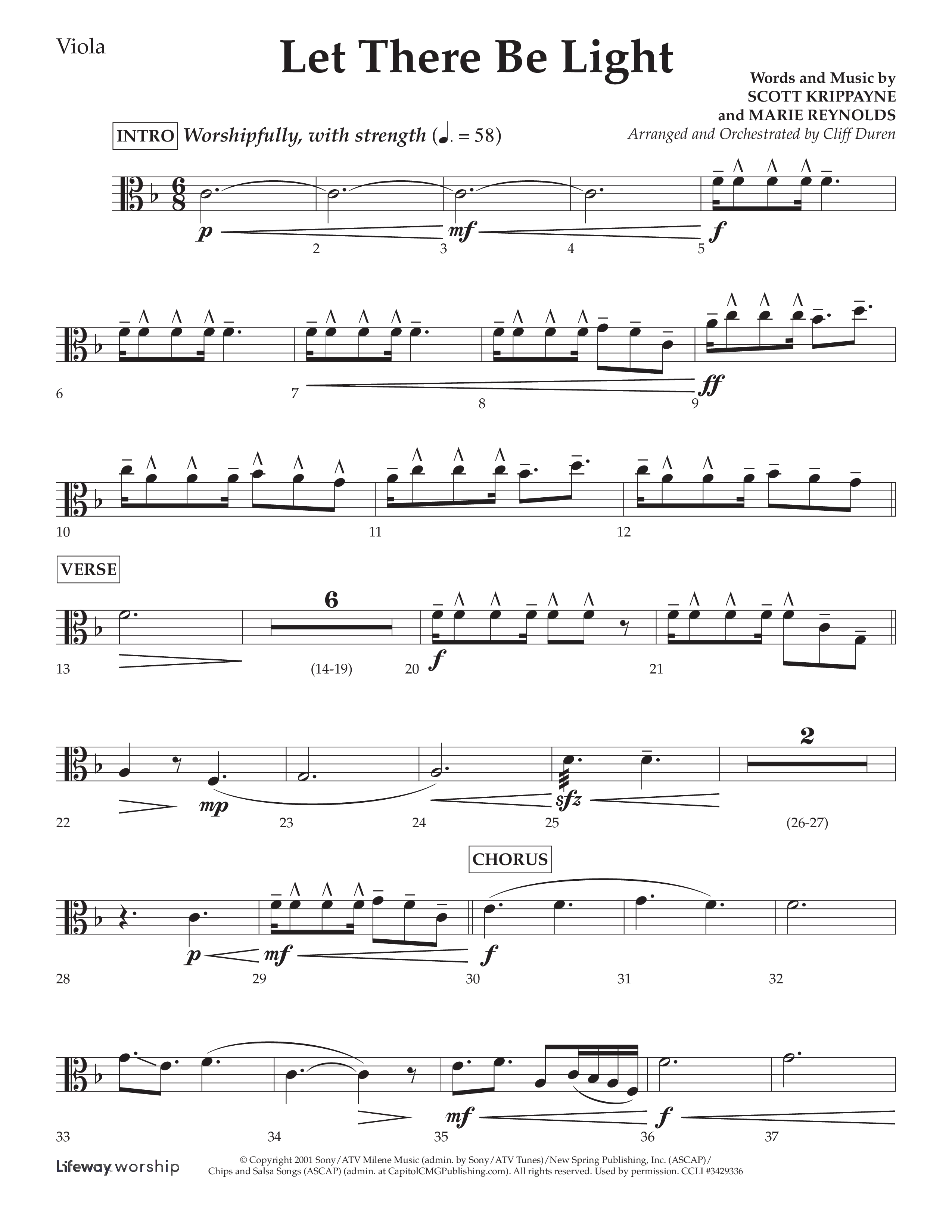 Let There Be Light (Choral Anthem SATB) Viola (Lifeway Choral / Arr. Cliff Duren)