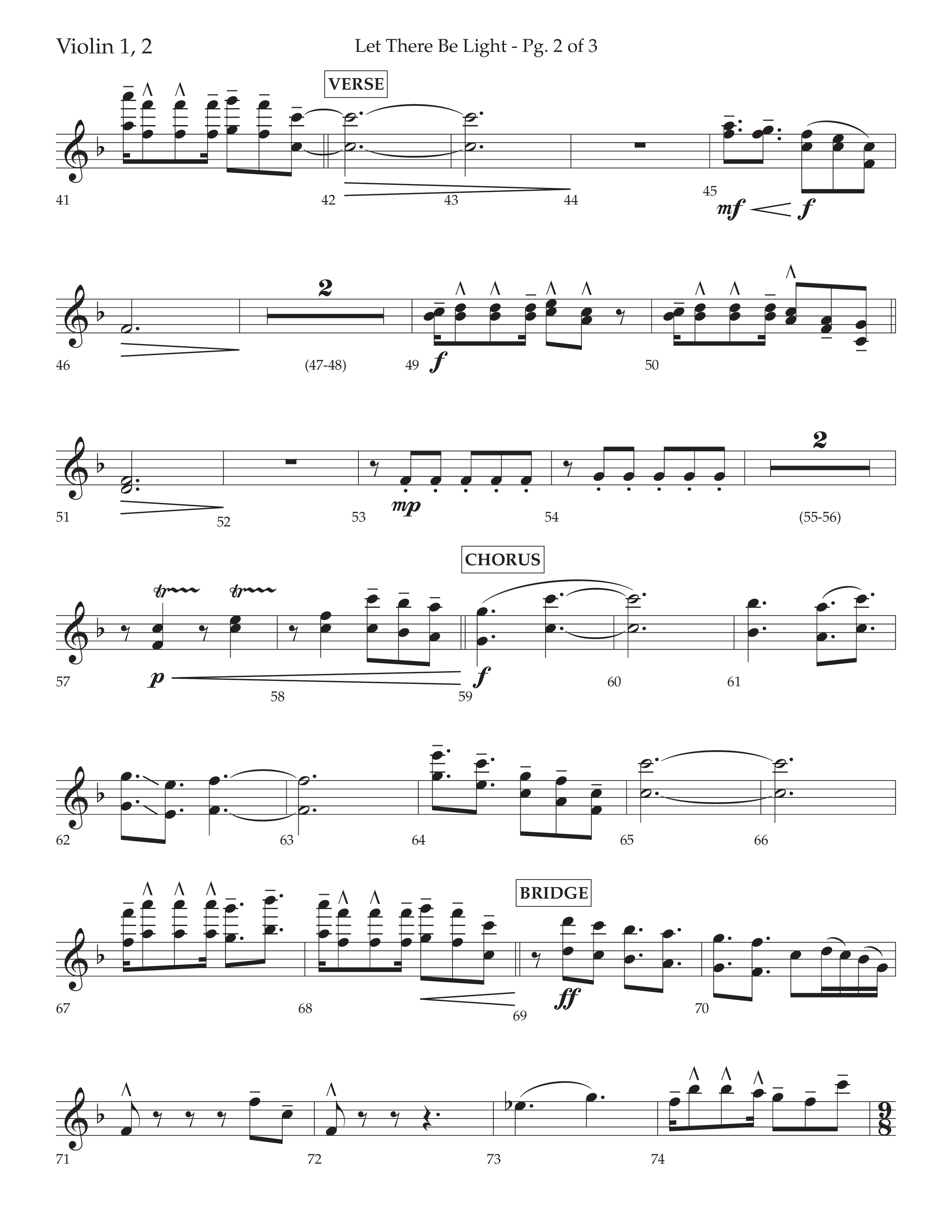 Let There Be Light (Choral Anthem SATB) Violin 1/2 (Lifeway Choral / Arr. Cliff Duren)