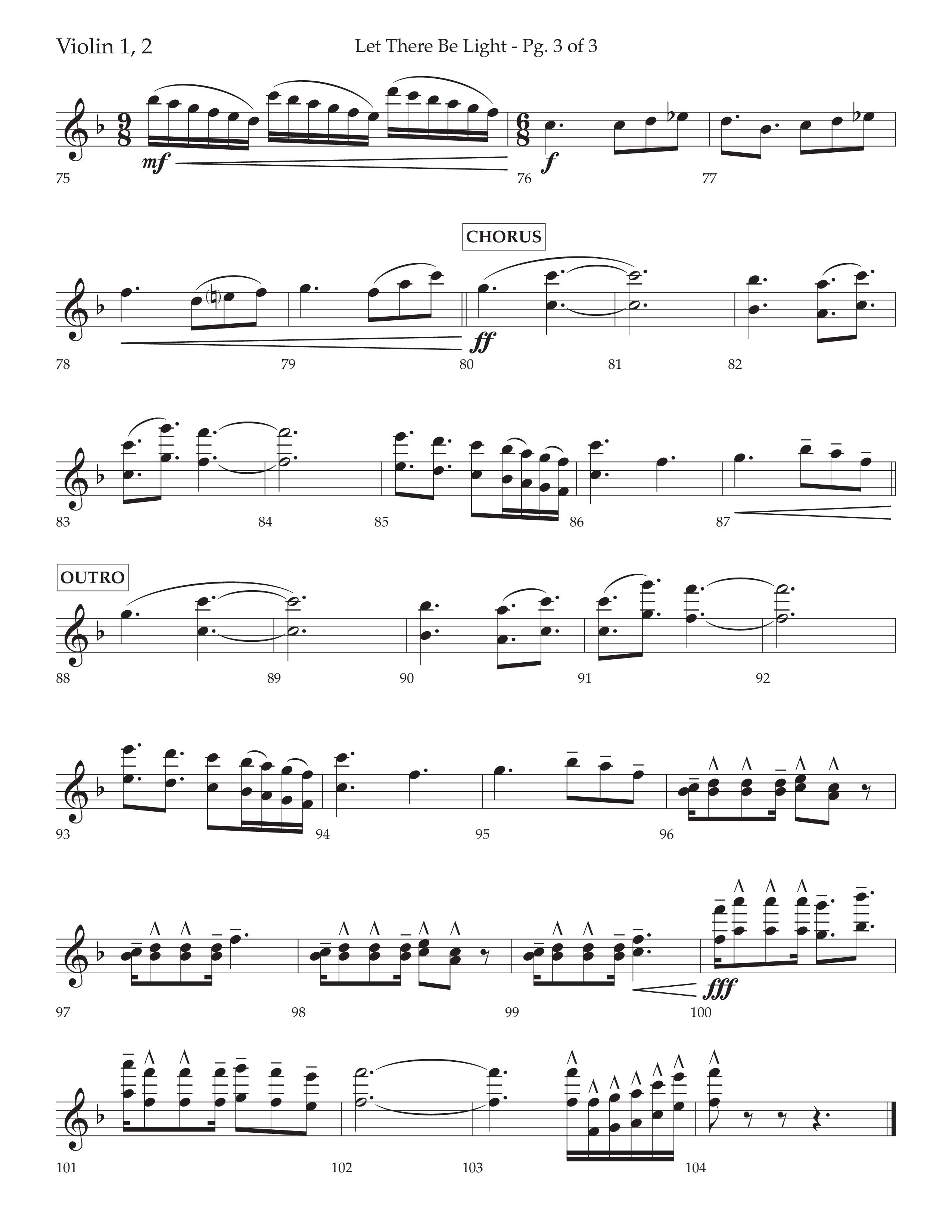 Let There Be Light (Choral Anthem SATB) Violin 1/2 (Lifeway Choral / Arr. Cliff Duren)