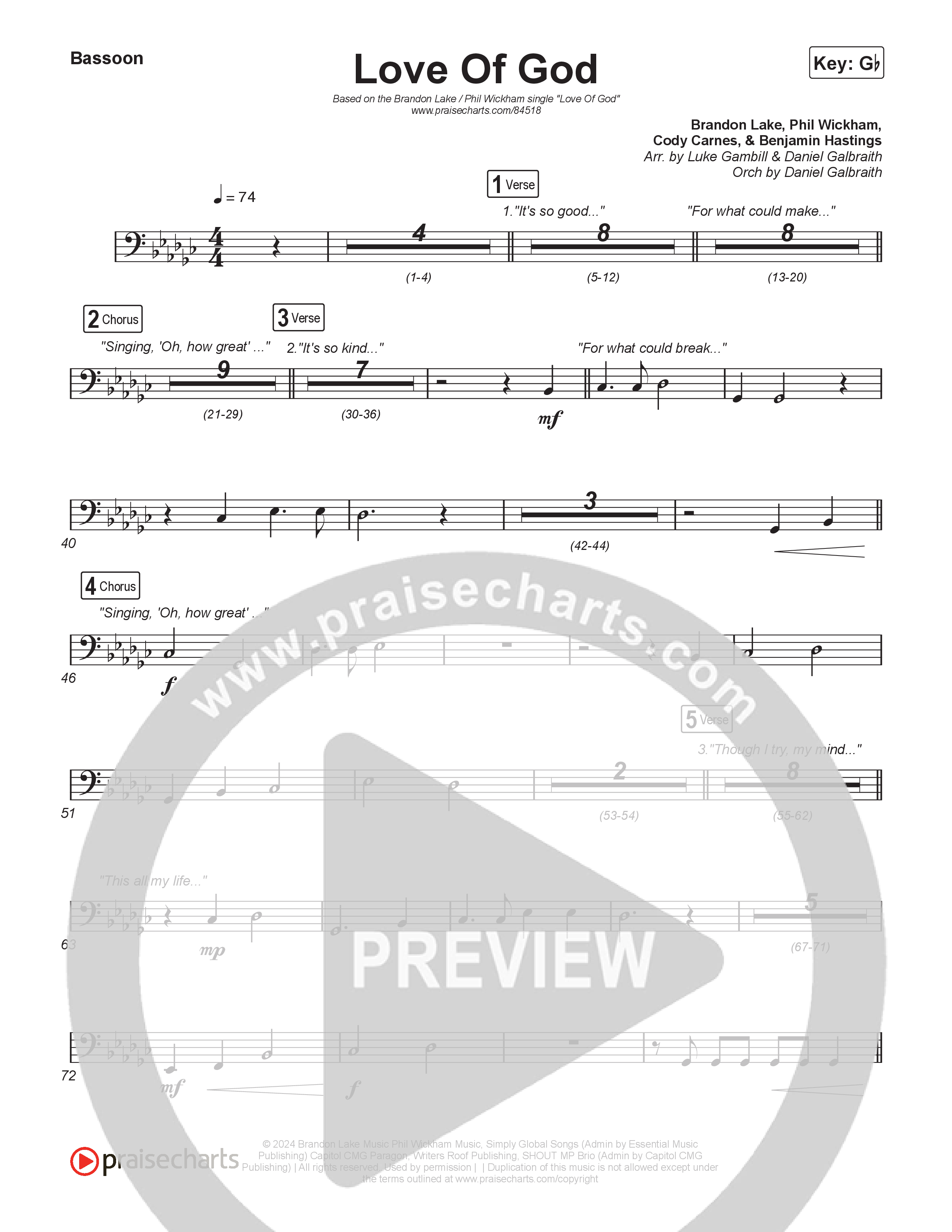 Love Of God (Choral Anthem SATB) Bassoon (Brandon Lake / Phil Wickham / Arr. Luke Gambill)