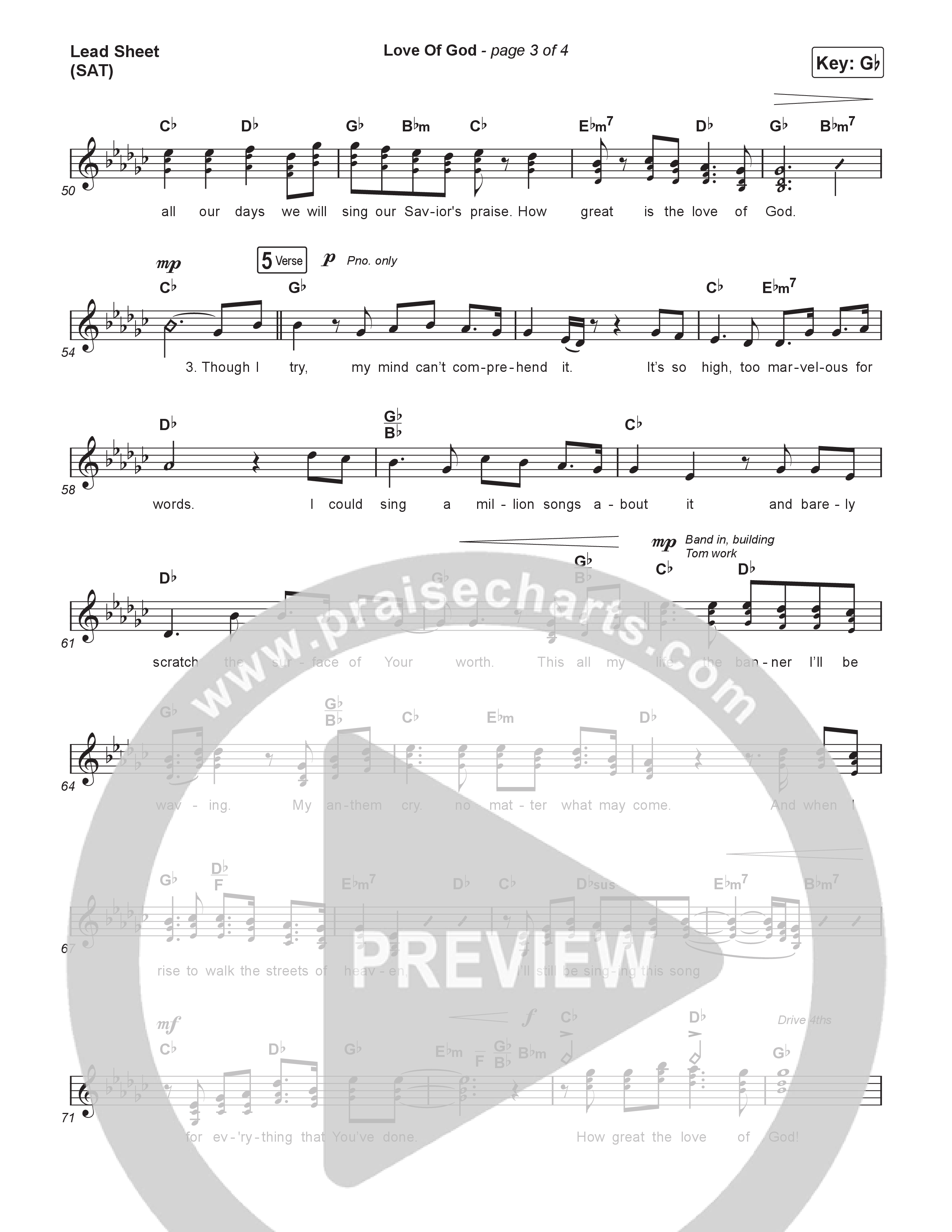 Love Of God (Choral Anthem SATB) Lead Sheet (SAT) (Brandon Lake / Phil Wickham / Arr. Luke Gambill)