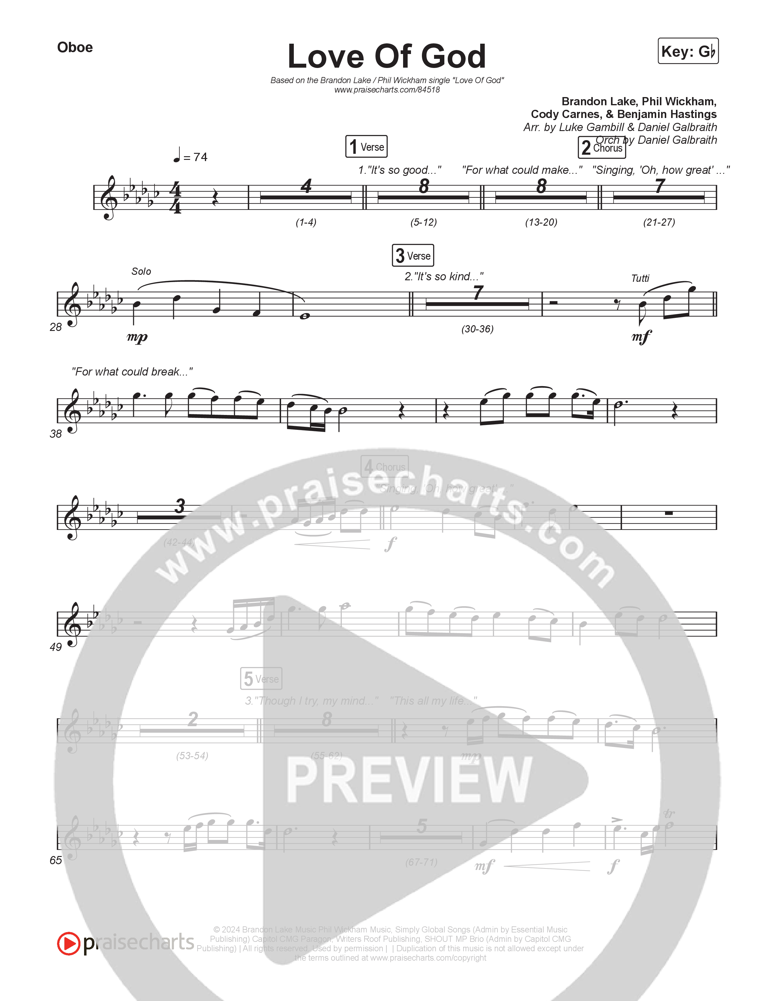 Love Of God (Choral Anthem SATB) Wind Pack (Brandon Lake / Phil Wickham / Arr. Luke Gambill)