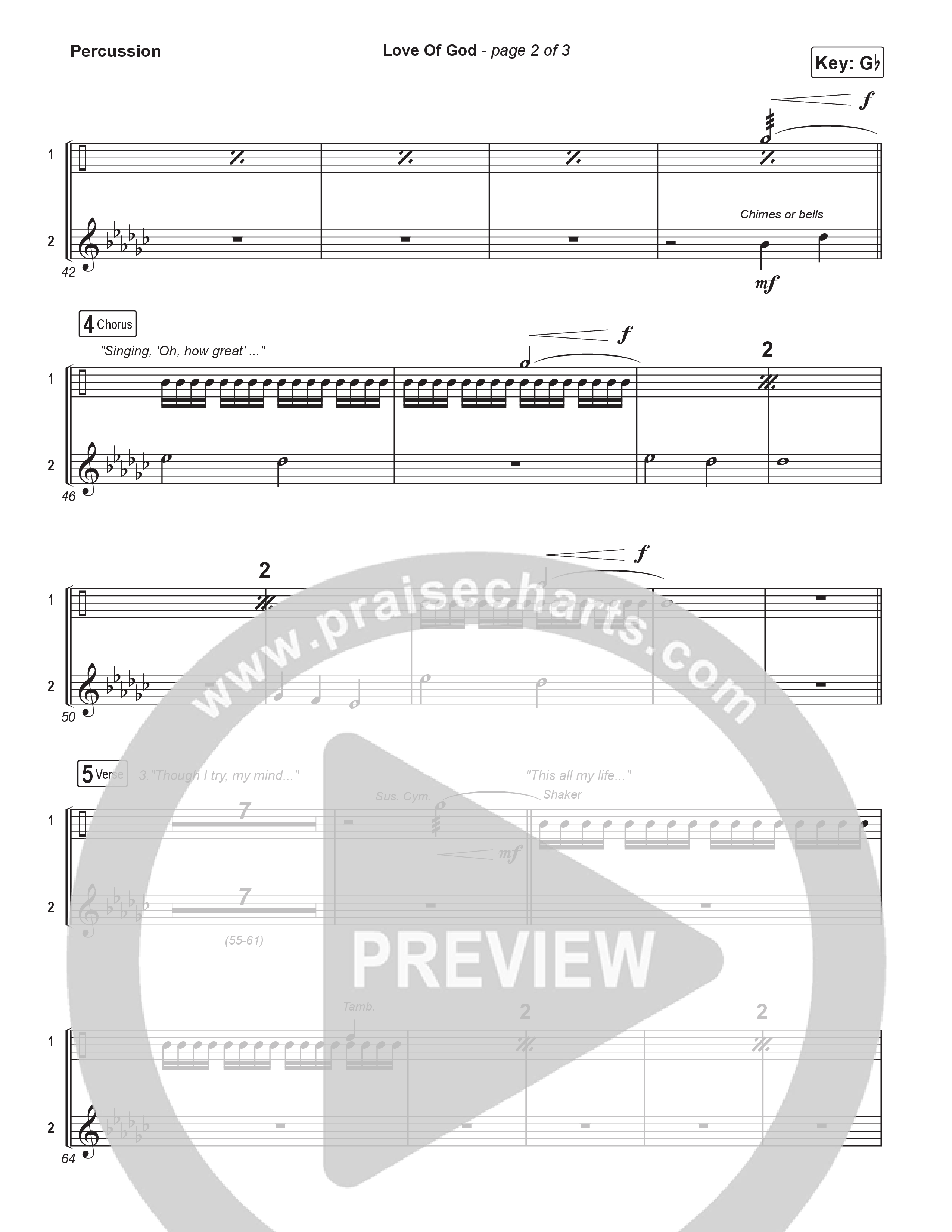 Love Of God (Choral Anthem SATB) Percussion (Brandon Lake / Phil Wickham / Arr. Luke Gambill)