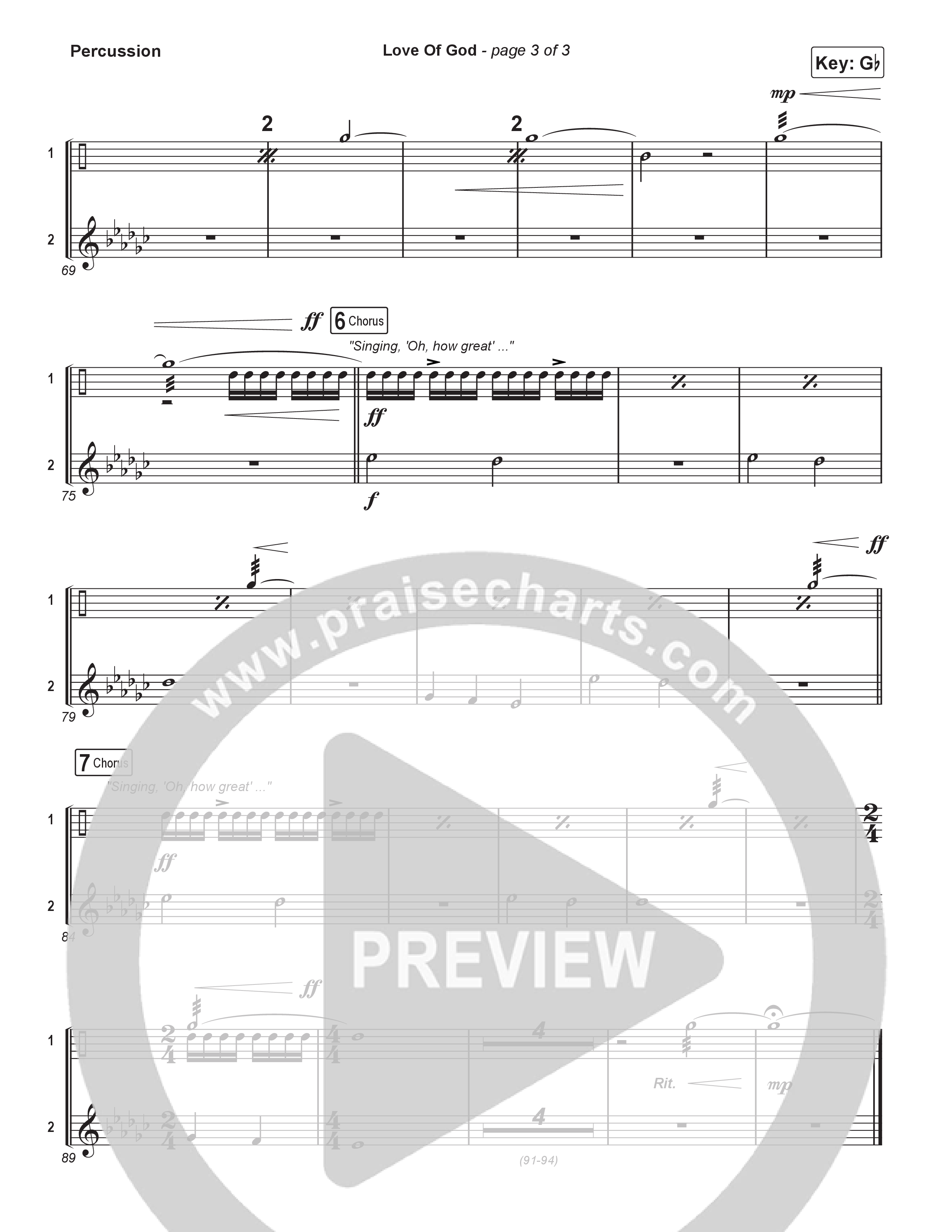 Love Of God (Choral Anthem SATB) Percussion (Brandon Lake / Phil Wickham / Arr. Luke Gambill)