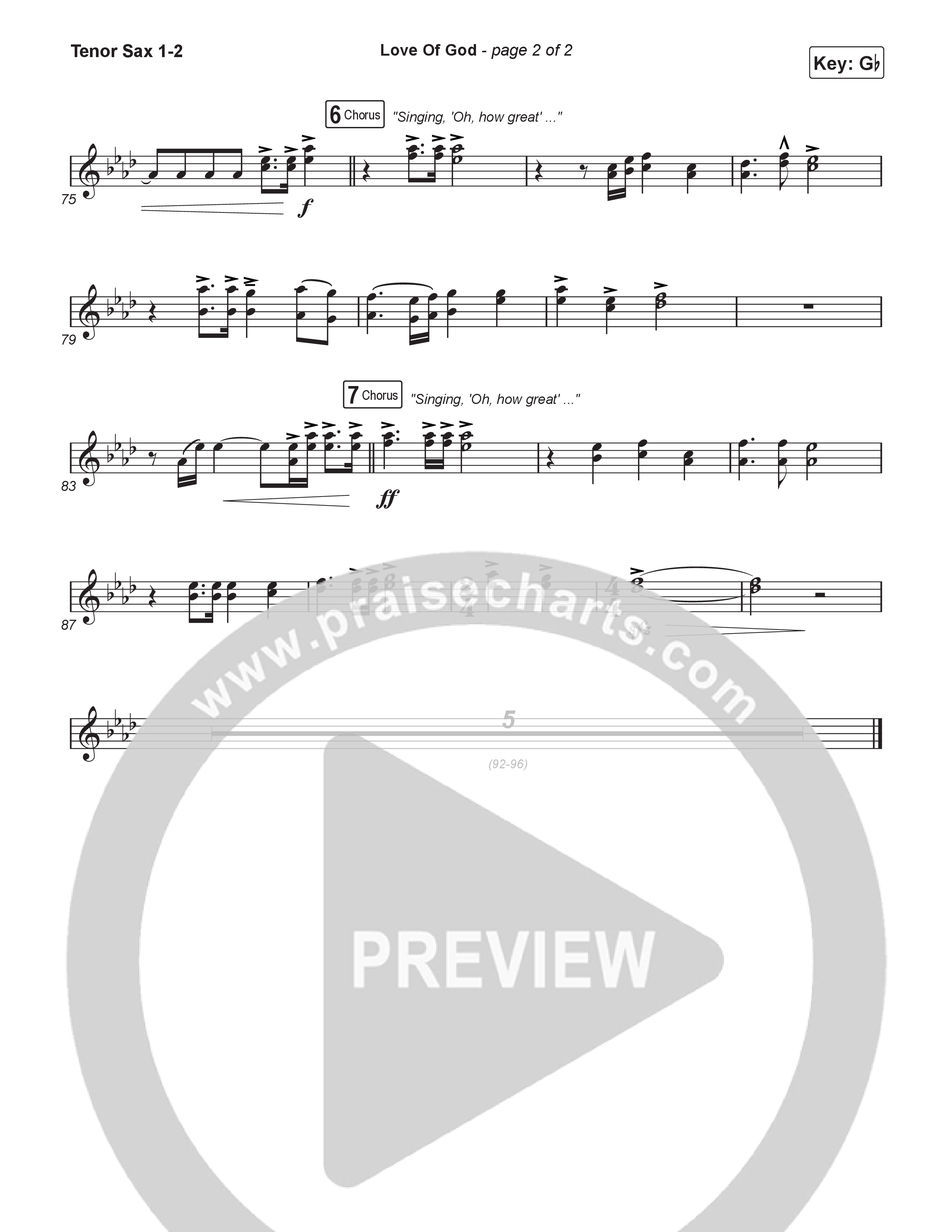 Love Of God (Choral Anthem SATB) Tenor Sax 1,2 (Brandon Lake / Phil Wickham / Arr. Luke Gambill)
