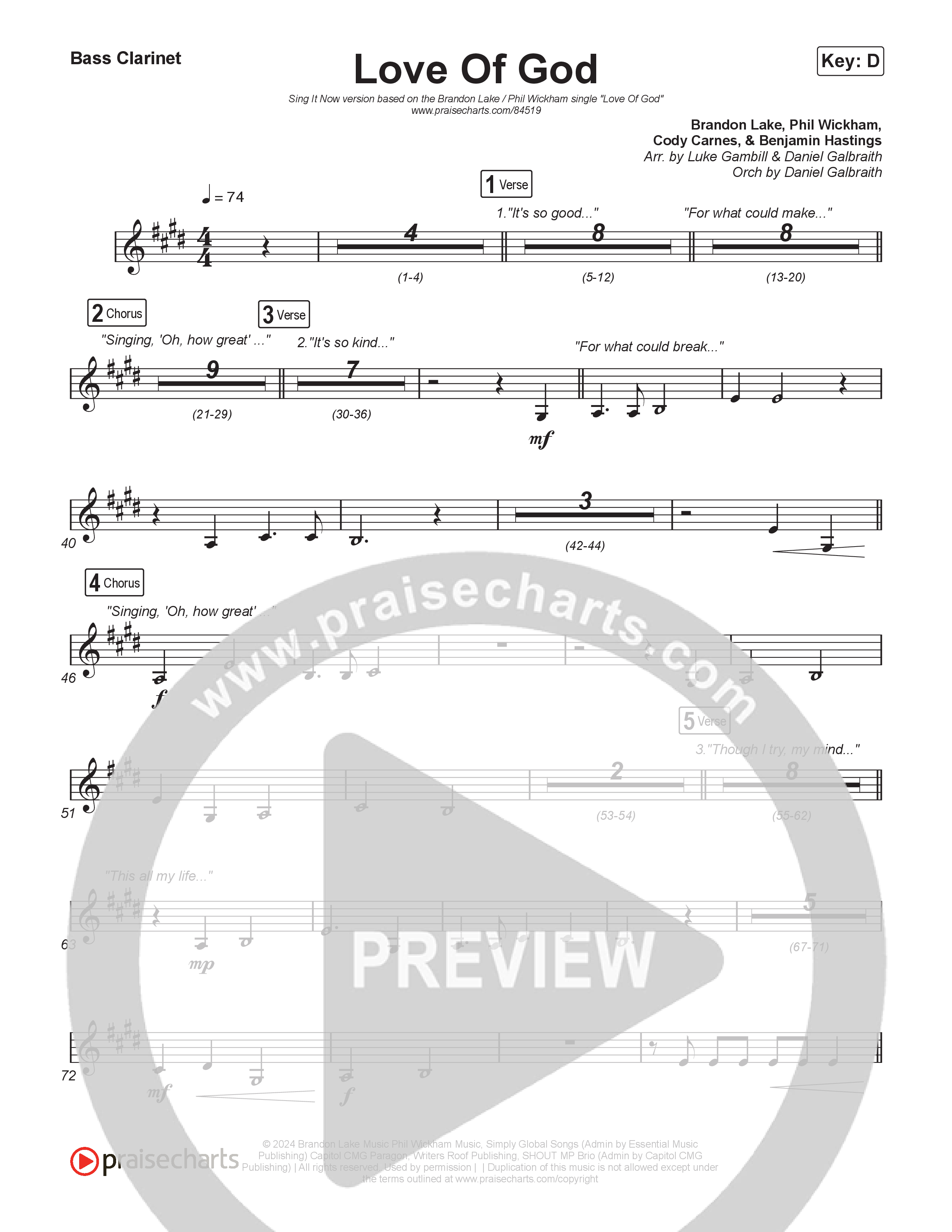 Love Of God (Sing It Now) Bass Clarinet (Brandon Lake / Phil Wickham / Arr. Luke Gambill)