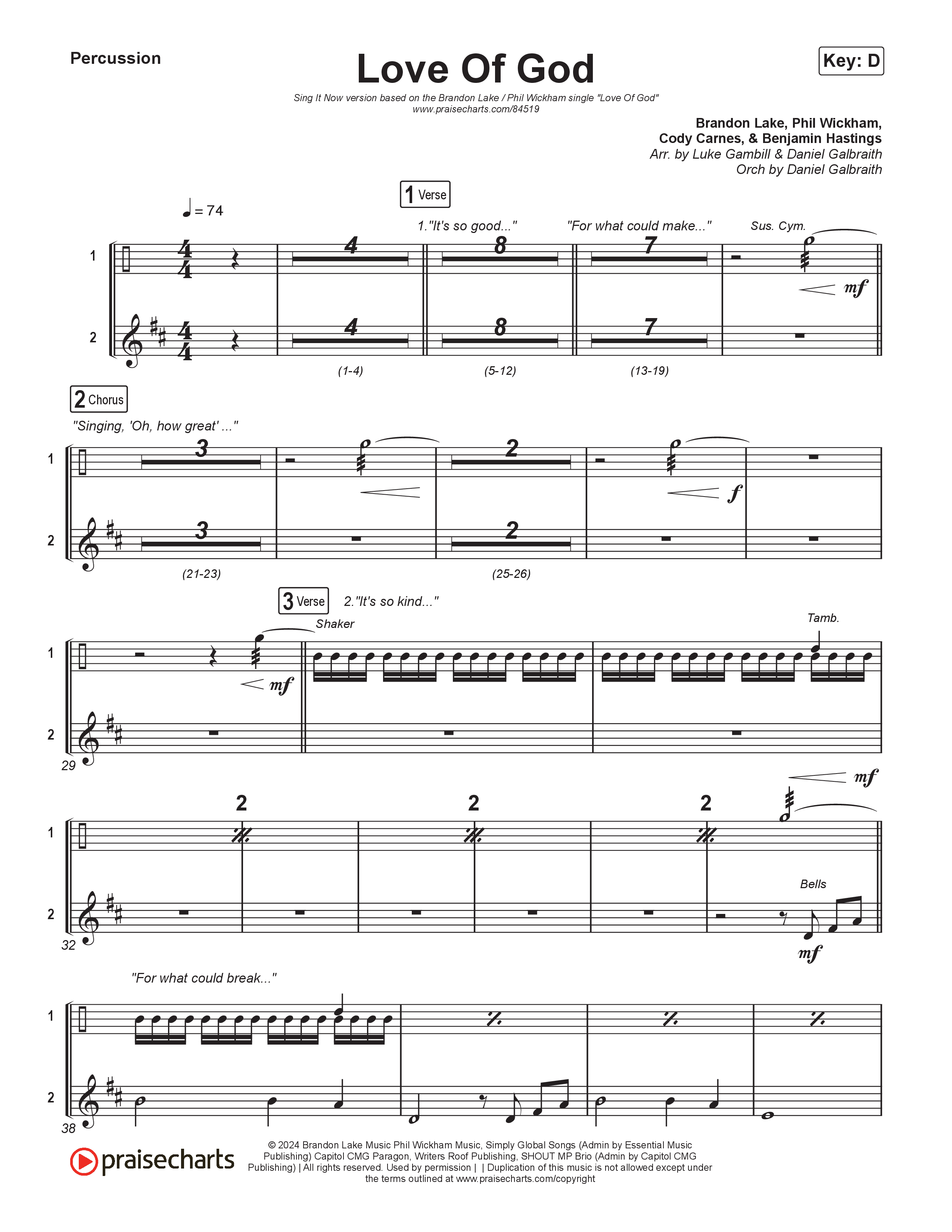 Love Of God (Sing It Now) Percussion (Brandon Lake / Phil Wickham / Arr. Luke Gambill)