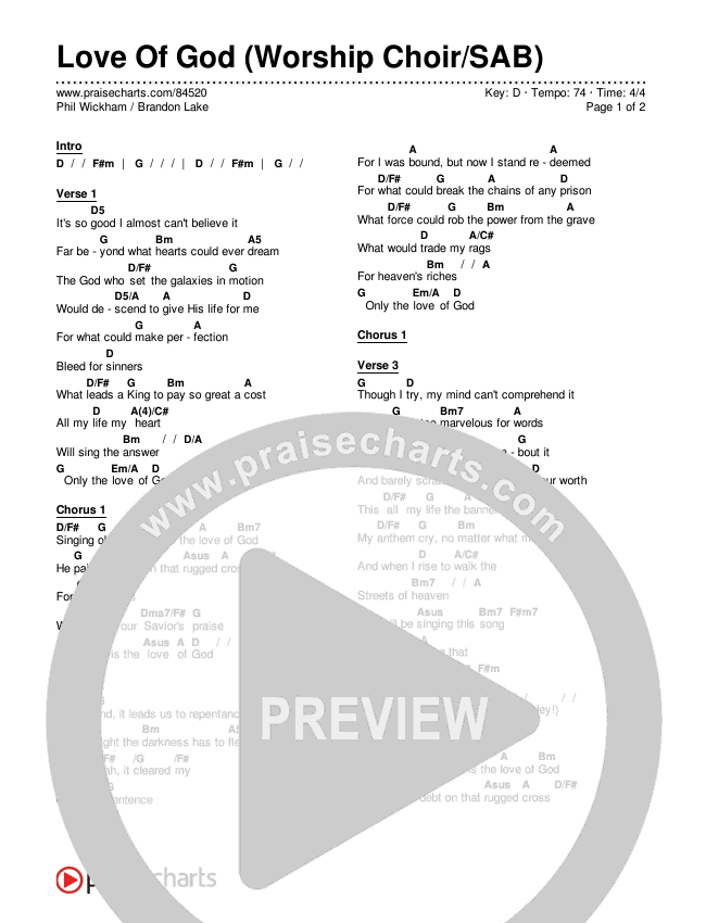 Love Of God (Worship Choir/SAB) Chords & Lyrics (Brandon Lake / Phil Wickham / Arr. Luke Gambill)