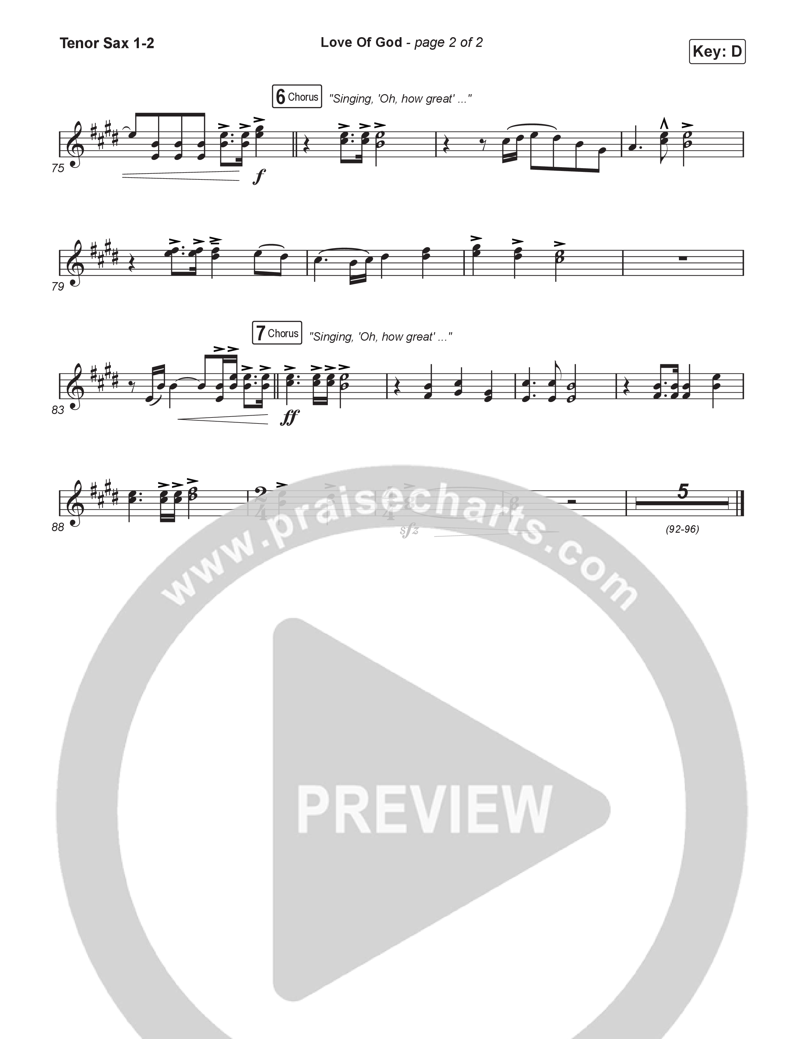 Love Of God (Worship Choir/SAB) Tenor Sax 1/2 (Brandon Lake / Phil Wickham / Arr. Luke Gambill)