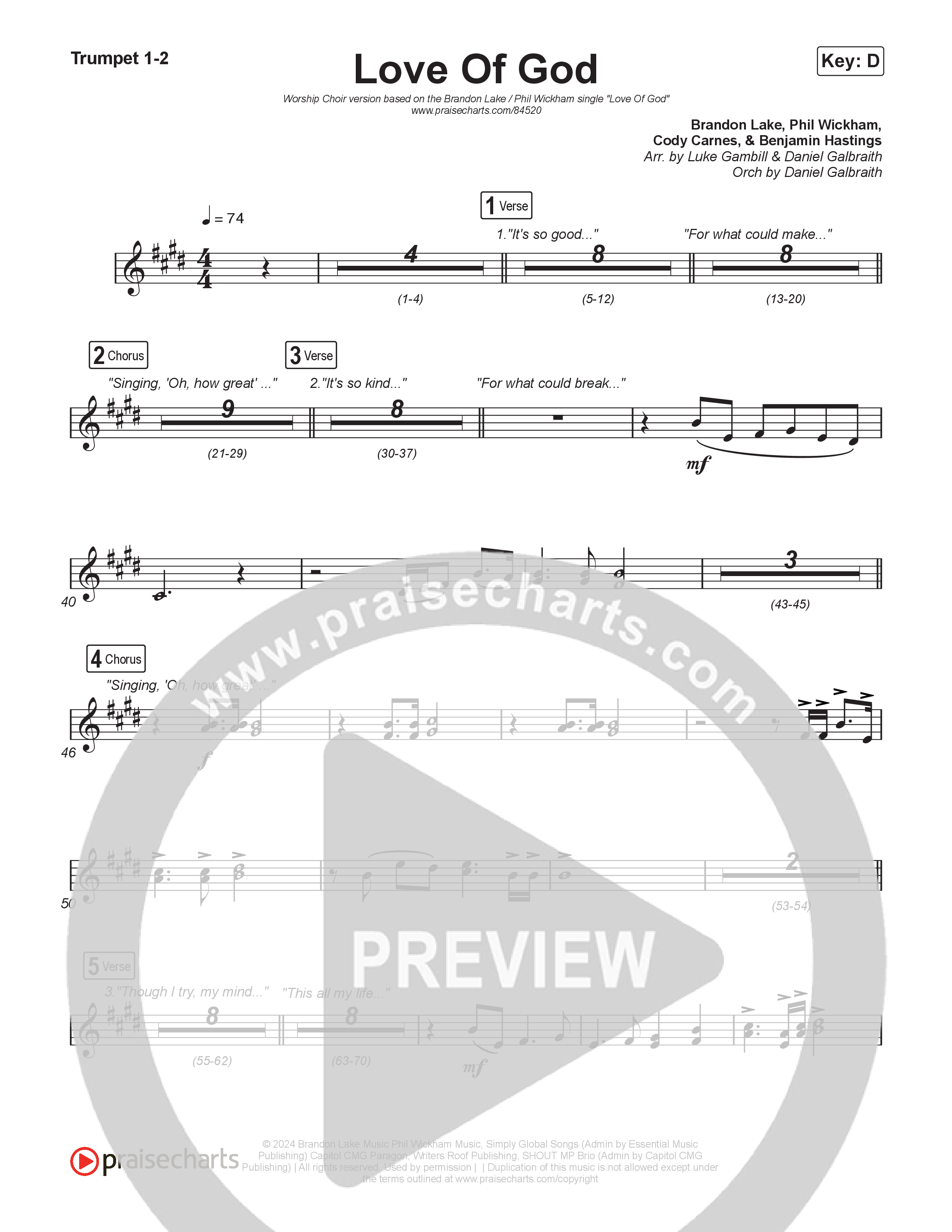 Love Of God (Worship Choir/SAB) Brass Pack (Brandon Lake / Phil Wickham / Arr. Luke Gambill)