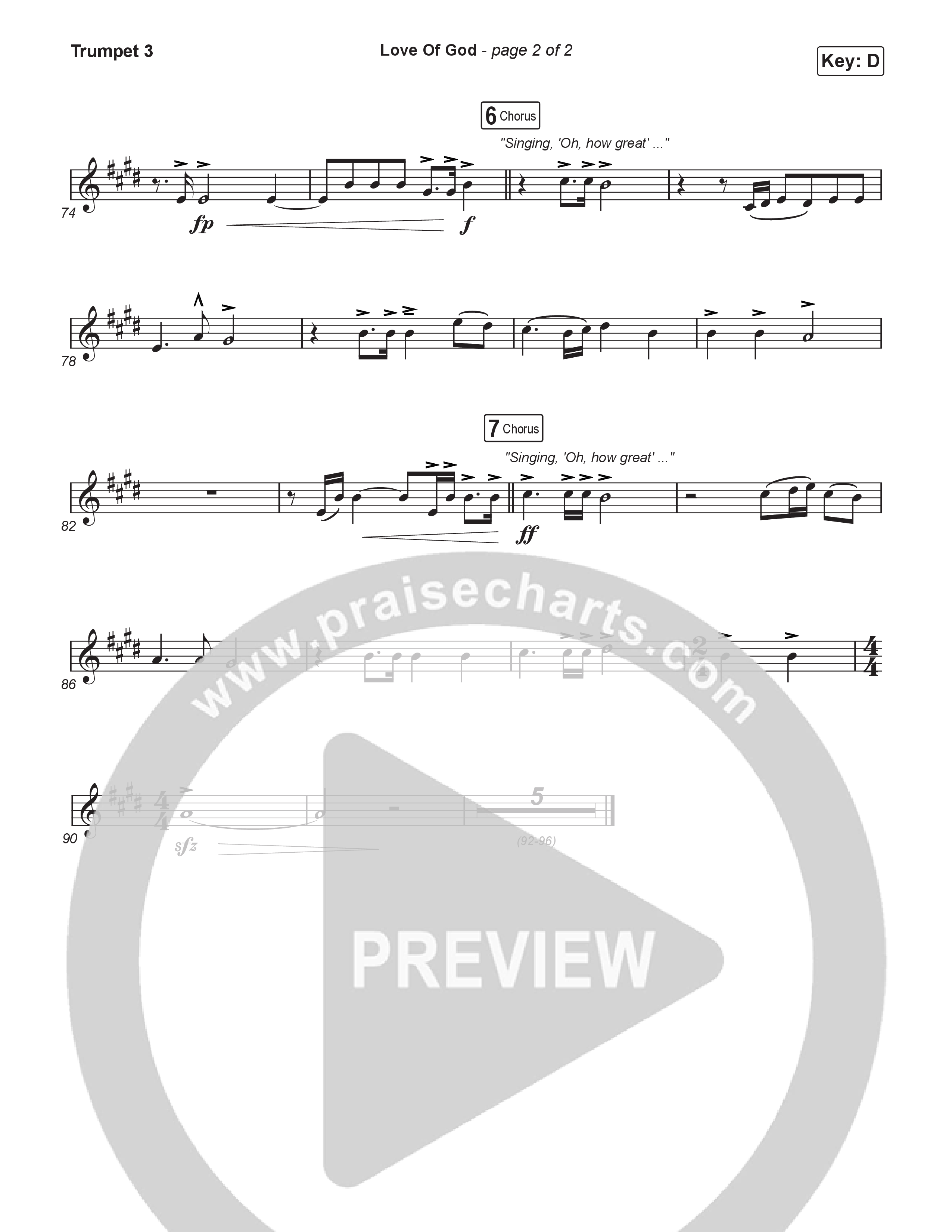 Love Of God (Worship Choir/SAB) Trumpet 3 (Brandon Lake / Phil Wickham / Arr. Luke Gambill)