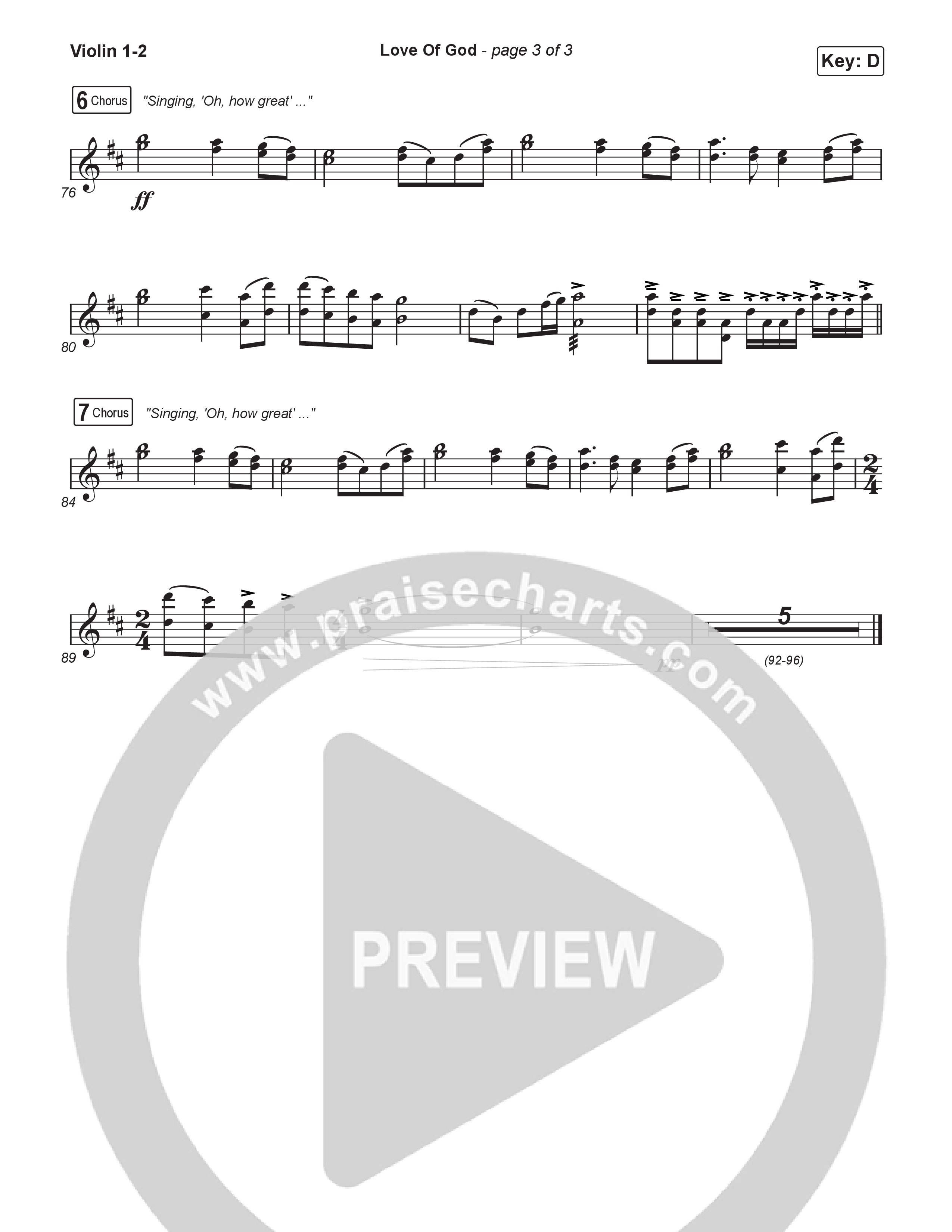 Love Of God (Worship Choir/SAB) Violin 1/2 (Brandon Lake / Phil Wickham / Arr. Luke Gambill)