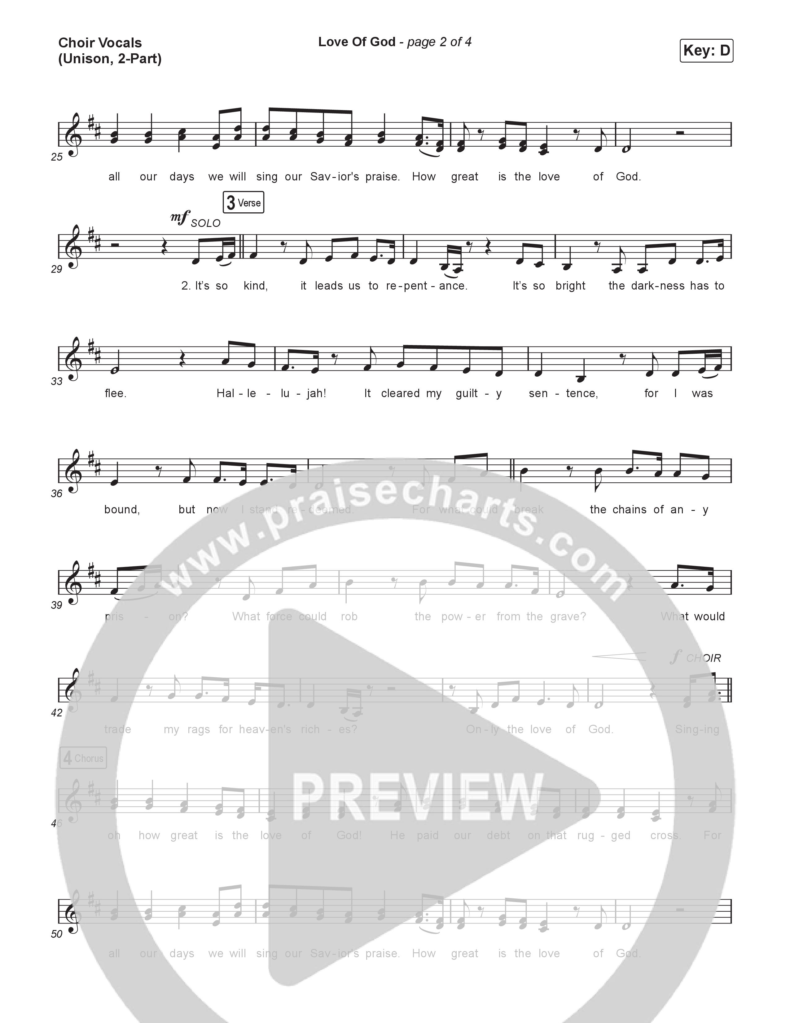 Love Of God (Unison/2-Part) Choir Vocals (Uni/2-Part) (Brandon Lake / Phil Wickham / Arr. Luke Gambill)