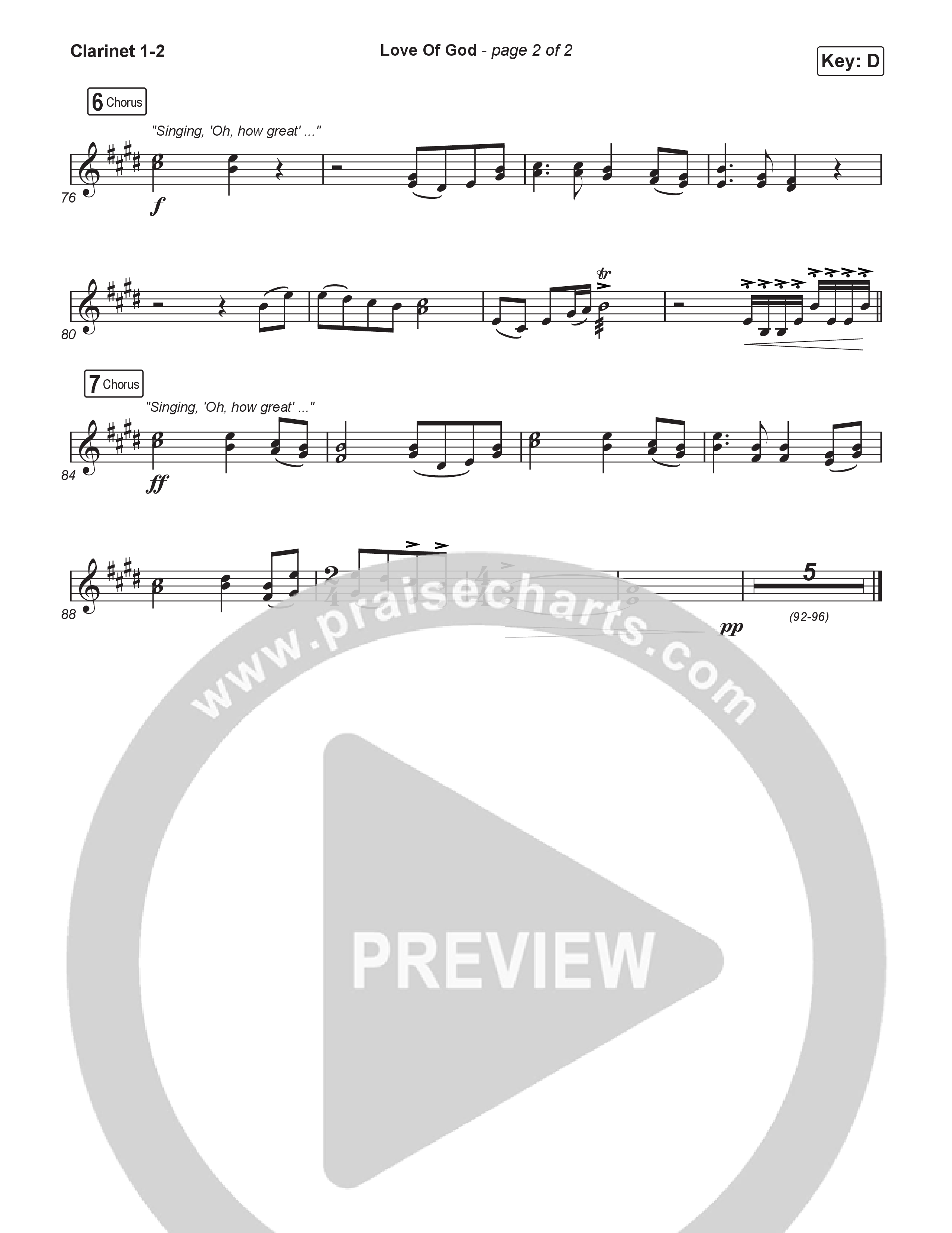 Love Of God (Unison/2-Part) Clarinet 1/2 (Brandon Lake / Phil Wickham / Arr. Luke Gambill)