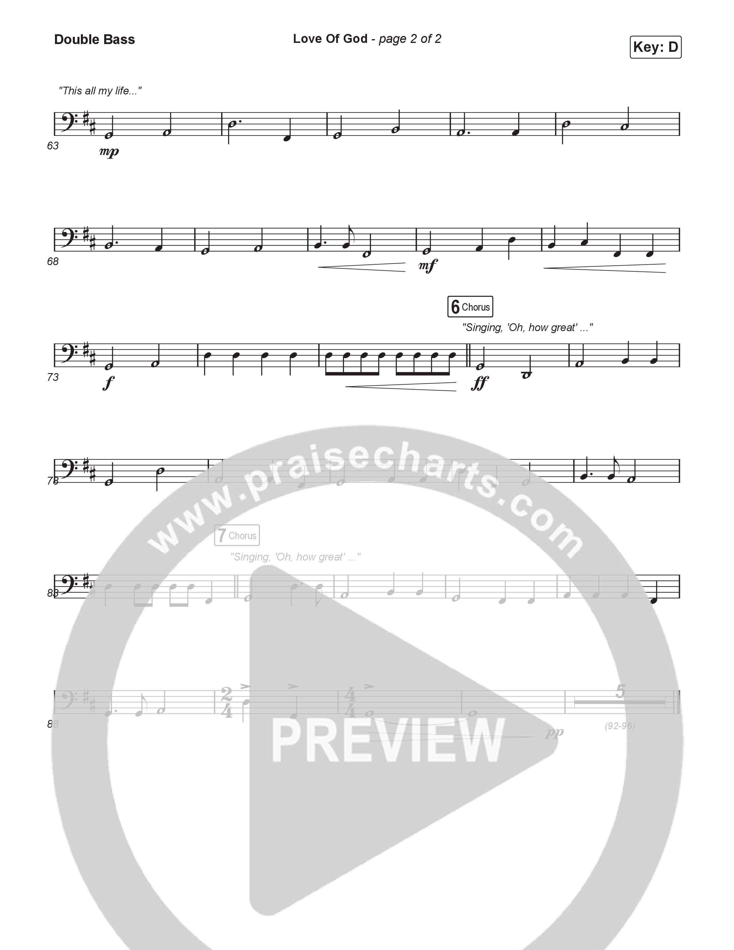 Love Of God (Unison/2-Part) Double Bass (Brandon Lake / Phil Wickham / Arr. Luke Gambill)