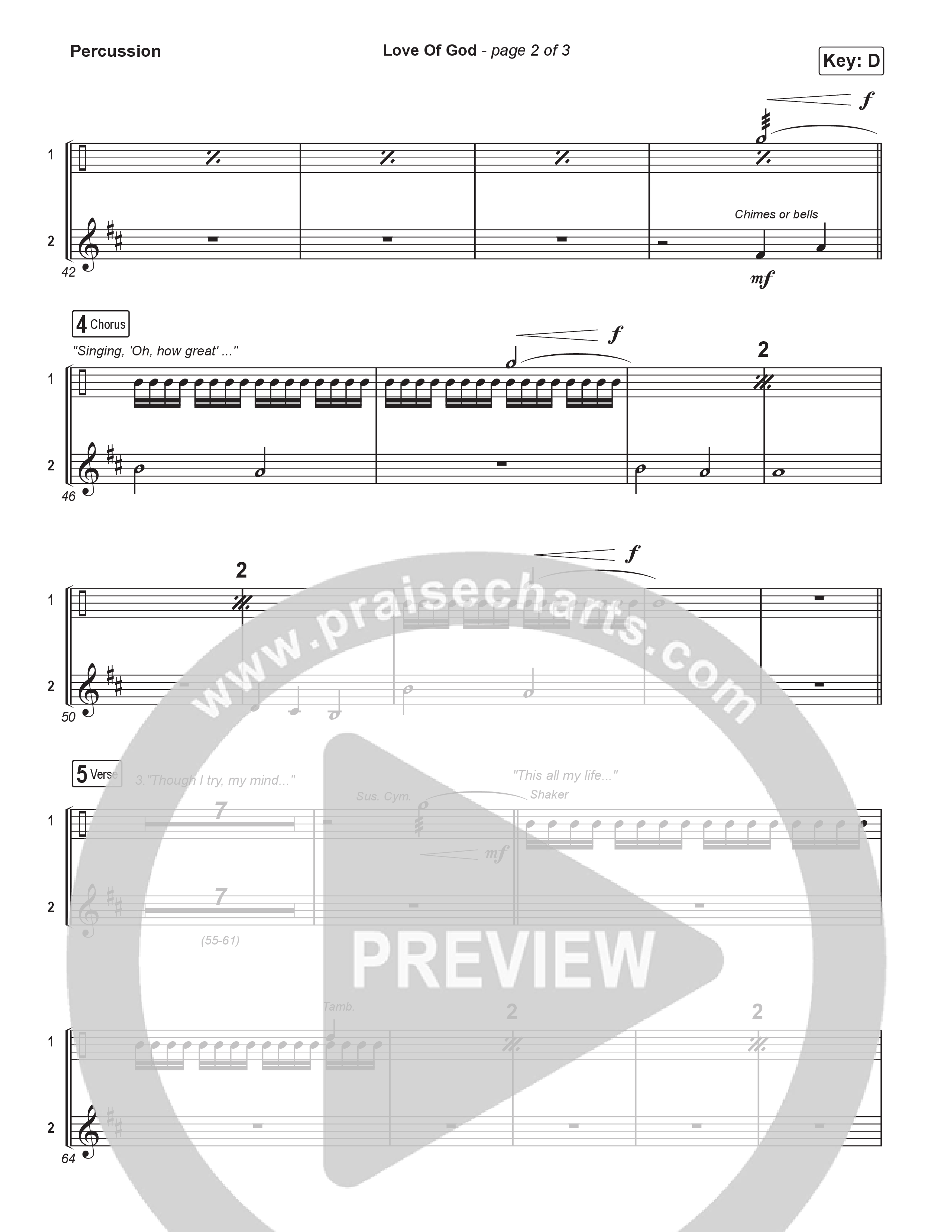 Love Of God (Unison/2-Part) Percussion (Brandon Lake / Phil Wickham / Arr. Luke Gambill)