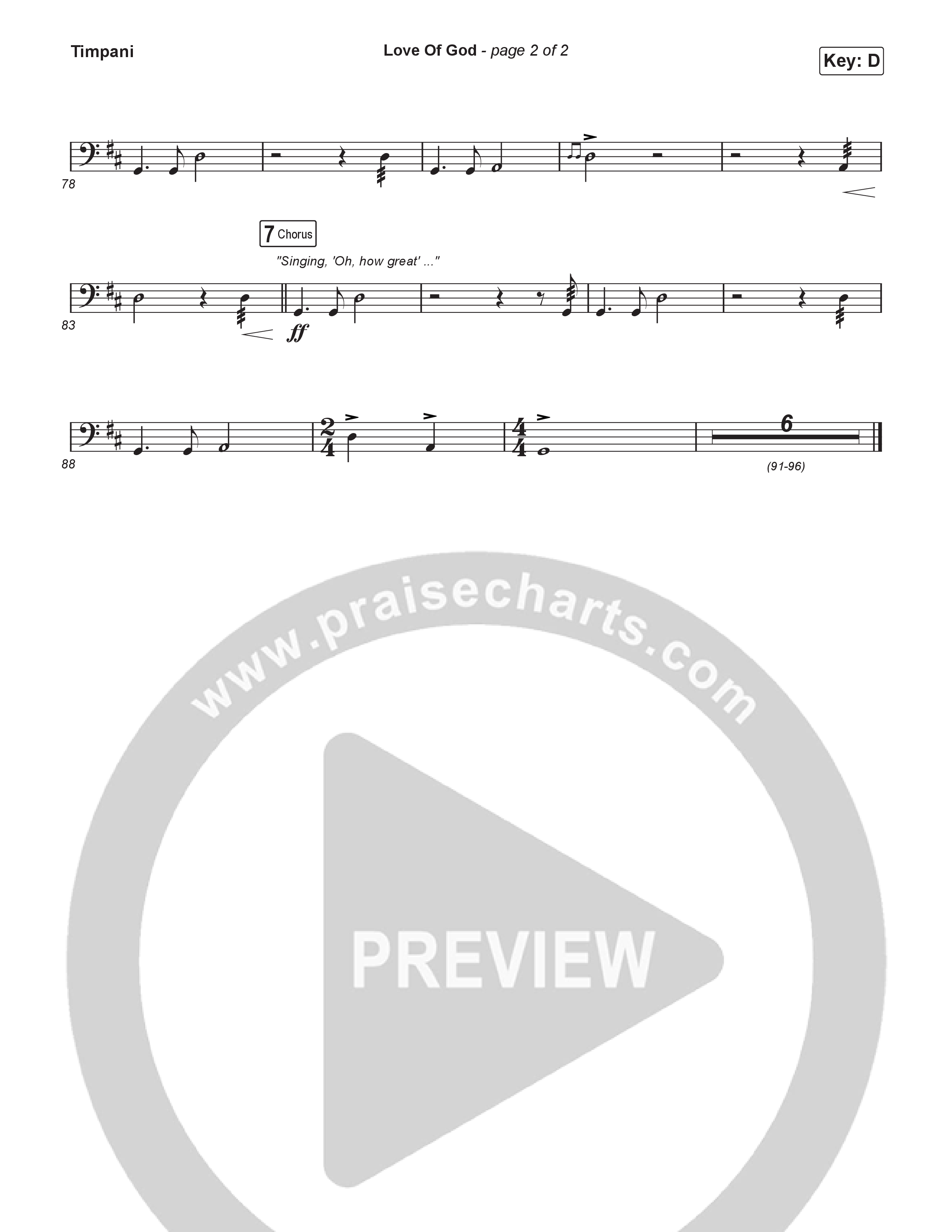 Love Of God (Unison/2-Part) Timpani (Brandon Lake / Phil Wickham / Arr. Luke Gambill)